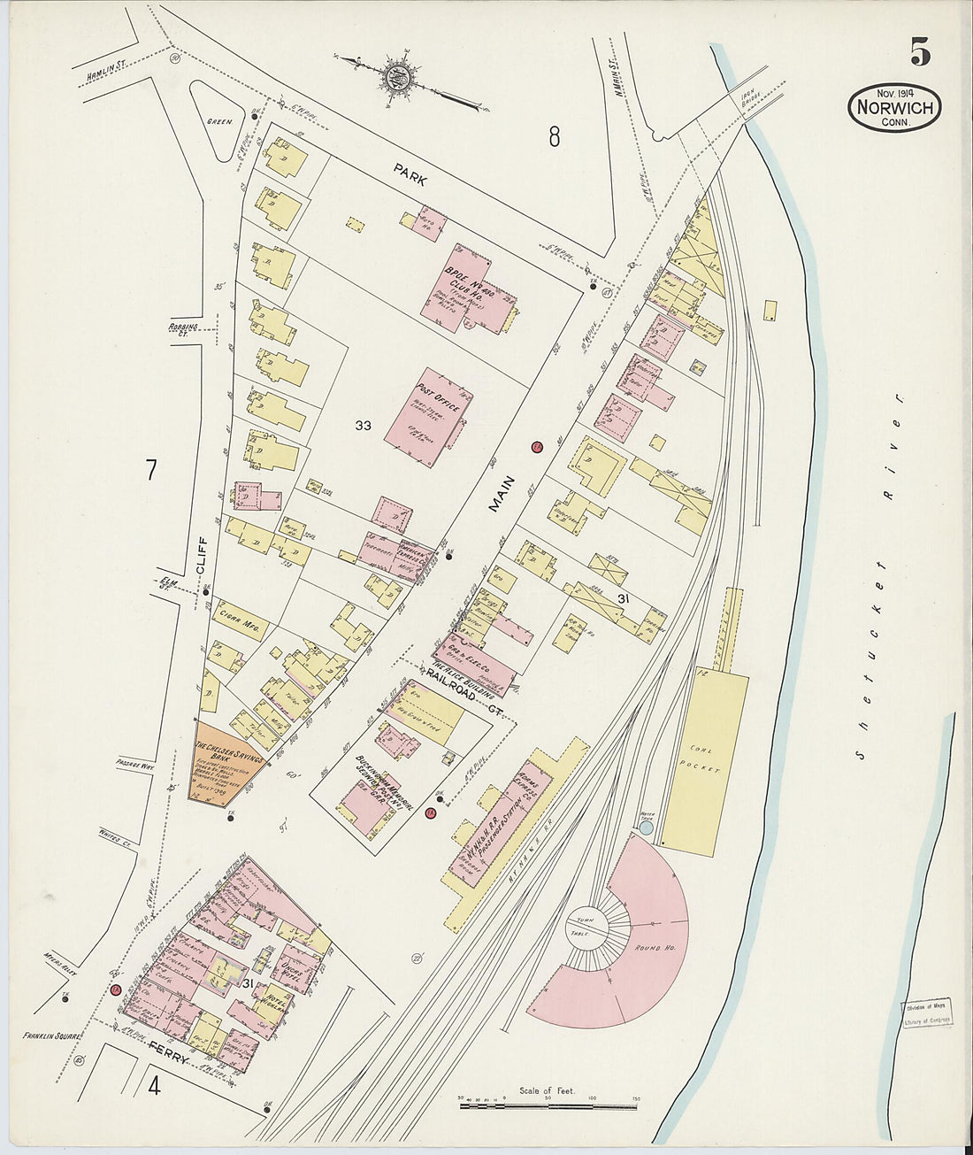 This old map of Norwich, New London County, Connecticut was created by Sanborn Map Company in 1914