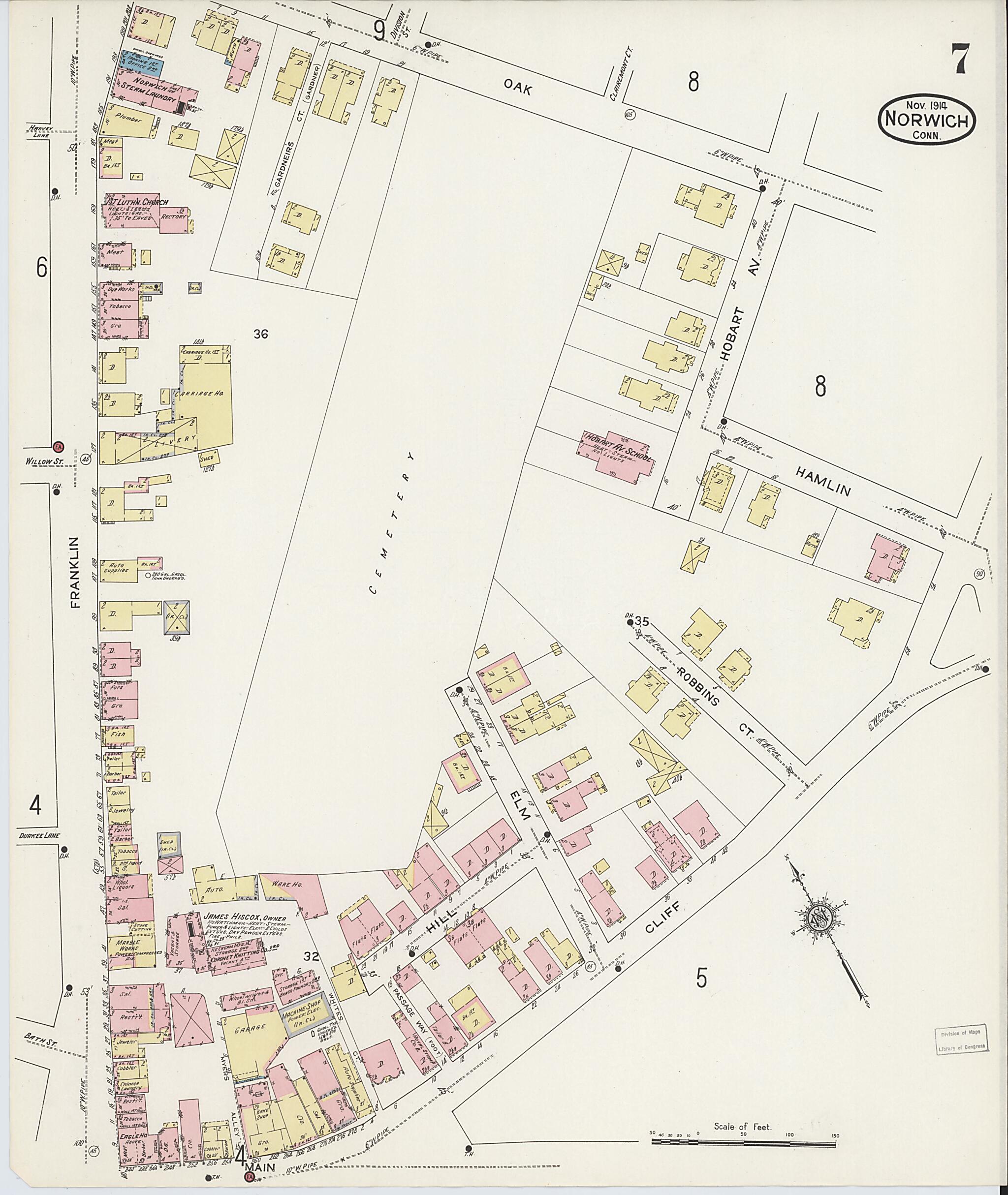 This old map of Norwich, New London County, Connecticut was created by Sanborn Map Company in 1914