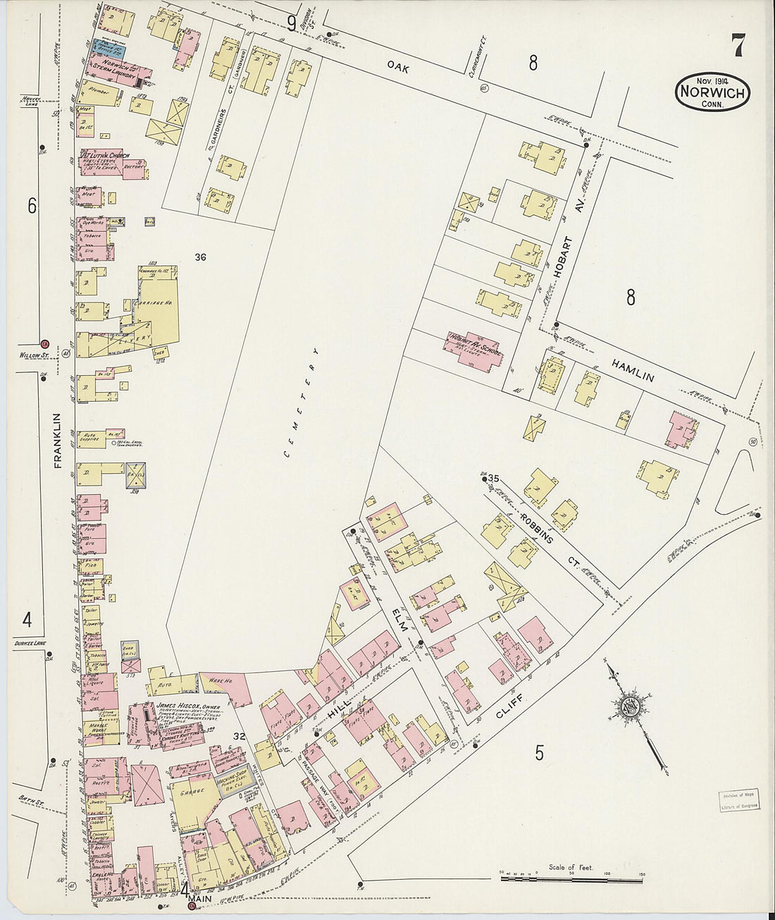 This old map of Norwich, New London County, Connecticut was created by Sanborn Map Company in 1914