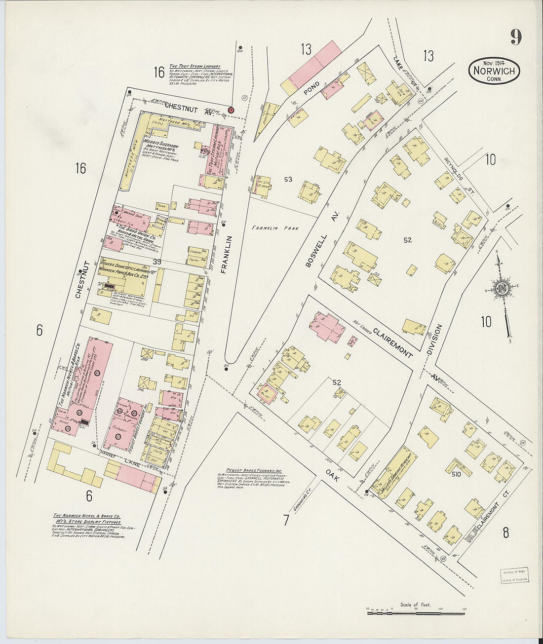 This old map of Norwich, New London County, Connecticut was created by Sanborn Map Company in 1914