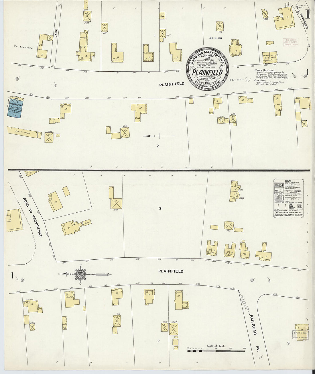 This old map of Plainfield, Windham County, Connecticut was created by Sanborn Map Company in 1911