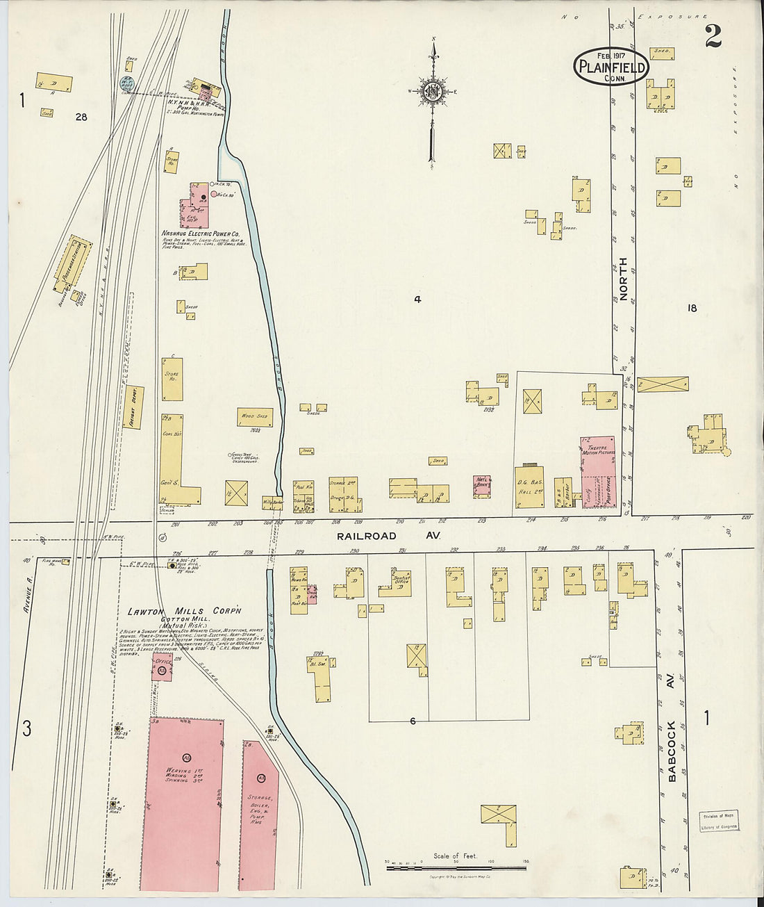 This old map of Plainfield, Windham County, Connecticut was created by Sanborn Map Company in 1917