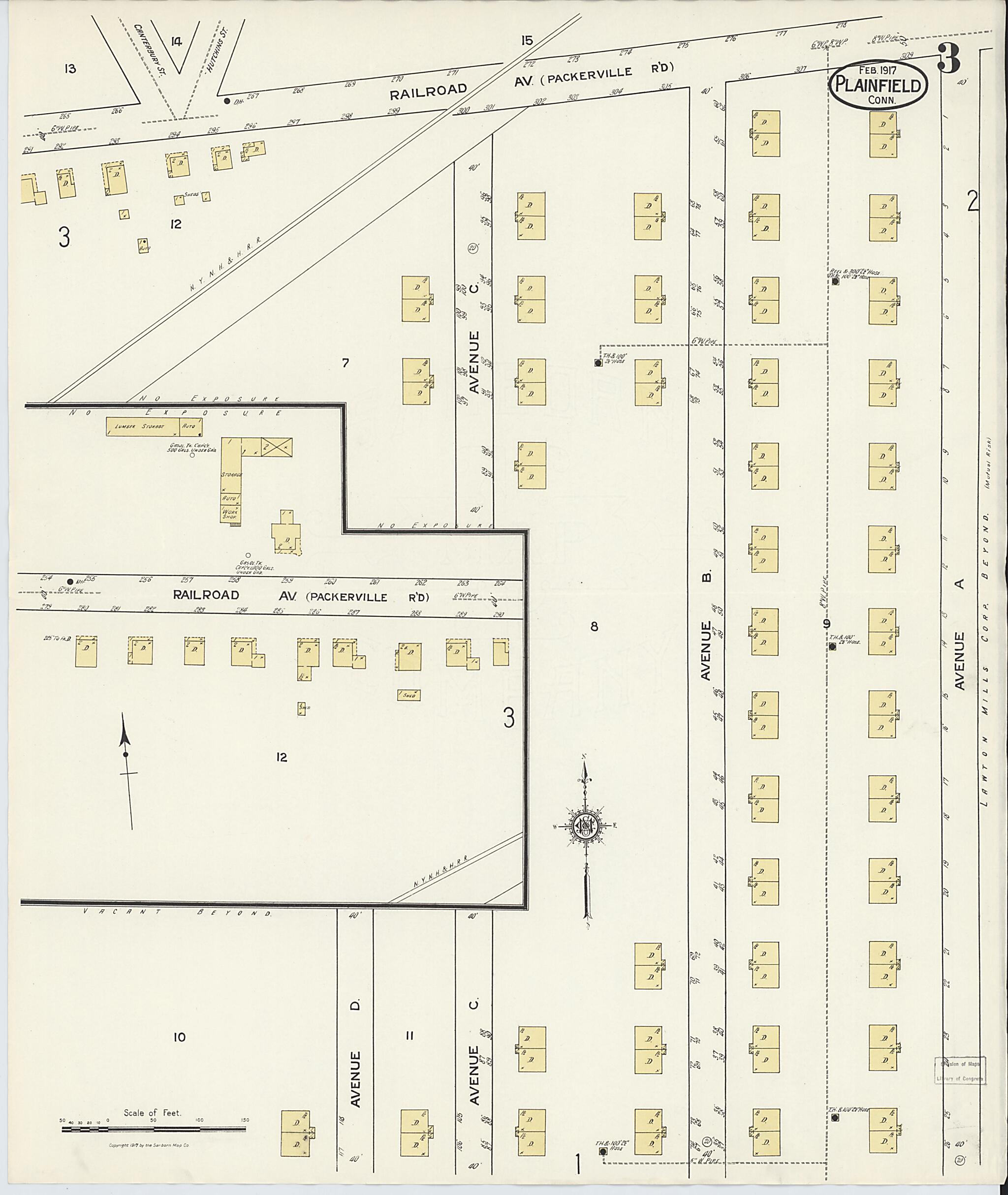 This old map of Plainfield, Windham County, Connecticut was created by Sanborn Map Company in 1917