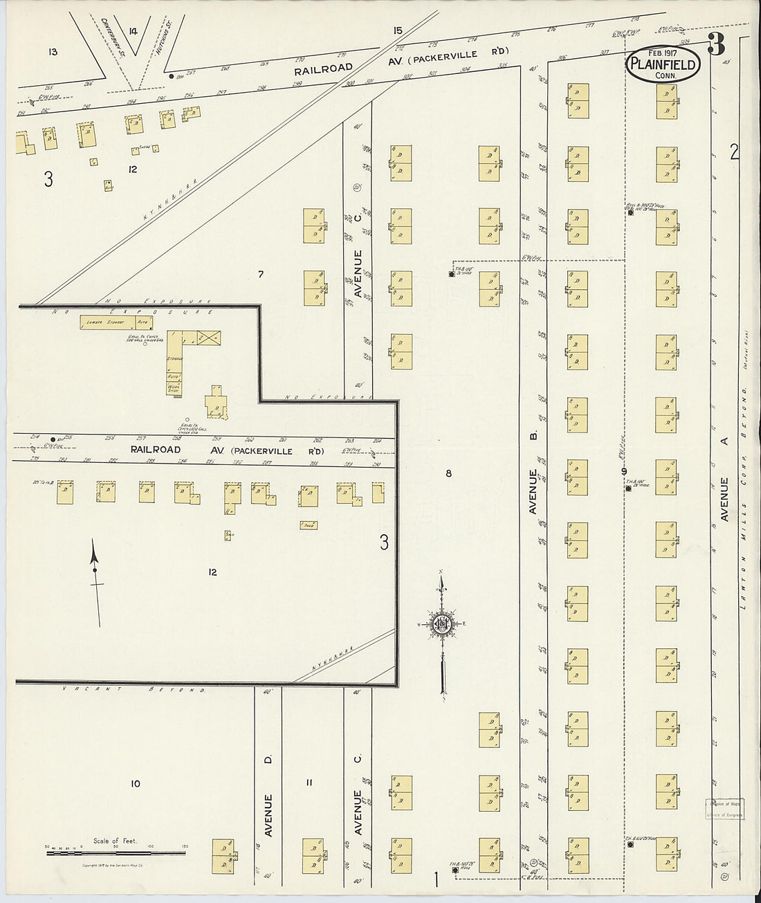 This old map of Plainfield, Windham County, Connecticut was created by Sanborn Map Company in 1917