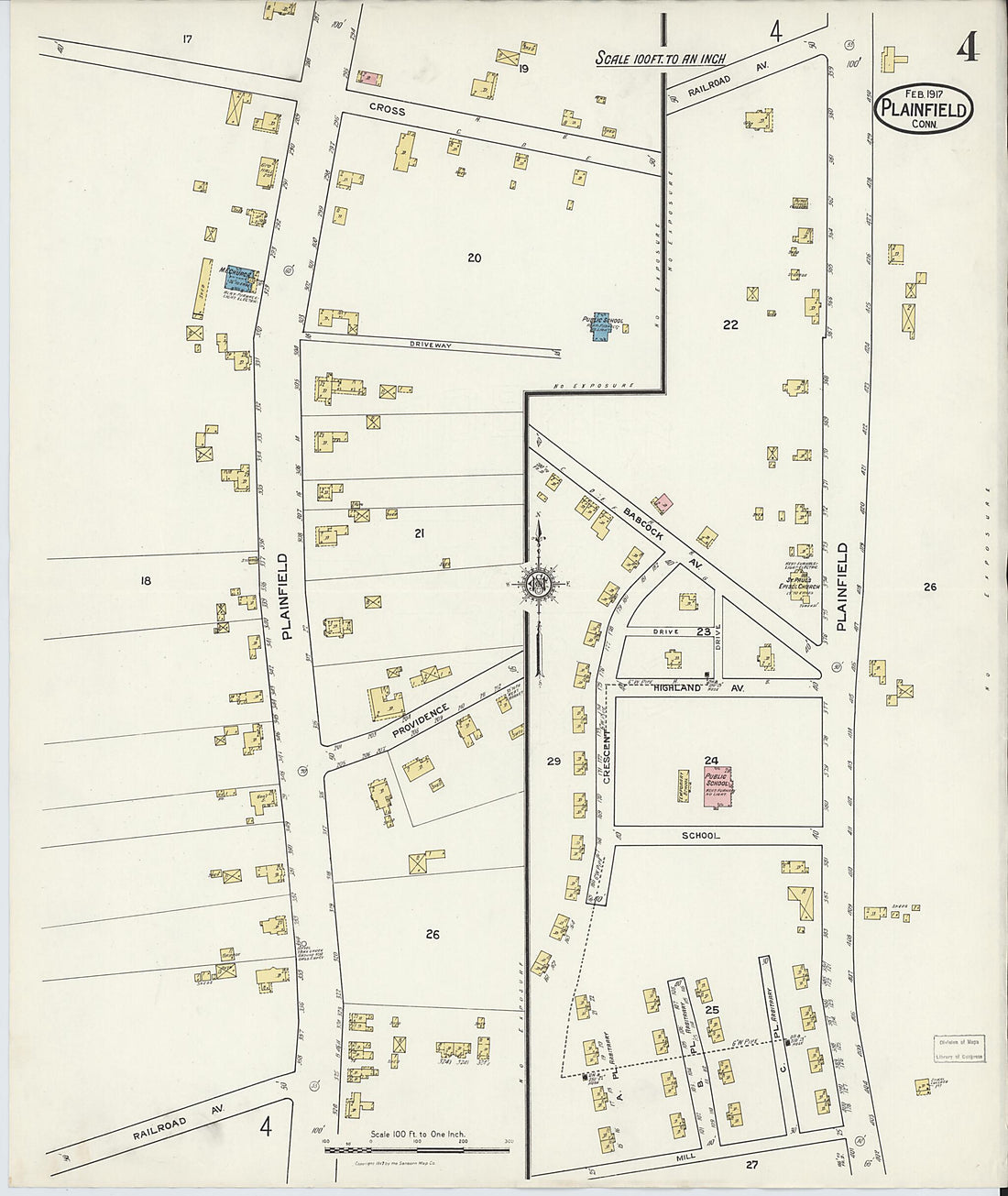 This old map of Plainfield, Windham County, Connecticut was created by Sanborn Map Company in 1917