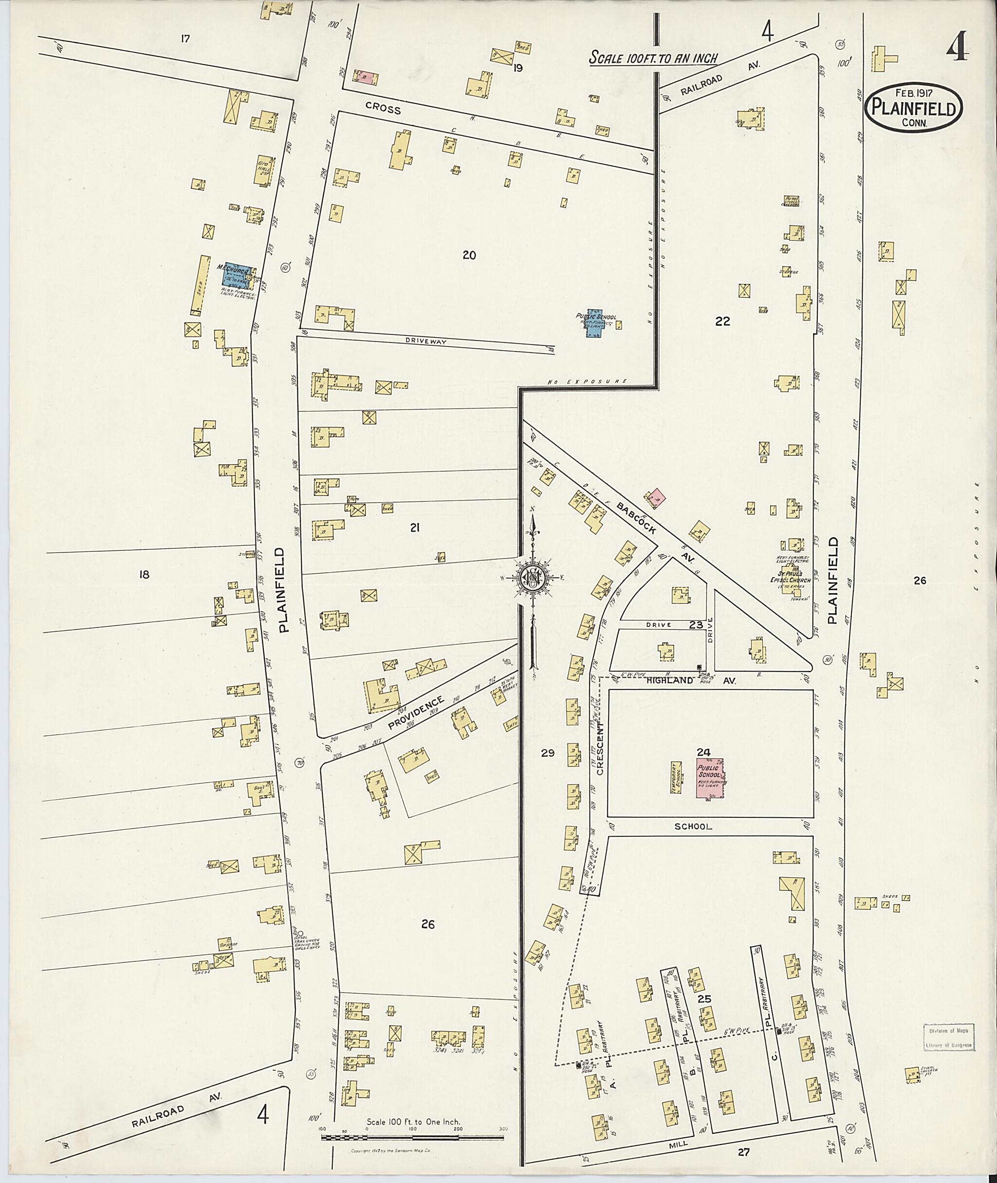 This old map of Plainfield, Windham County, Connecticut was created by Sanborn Map Company in 1917