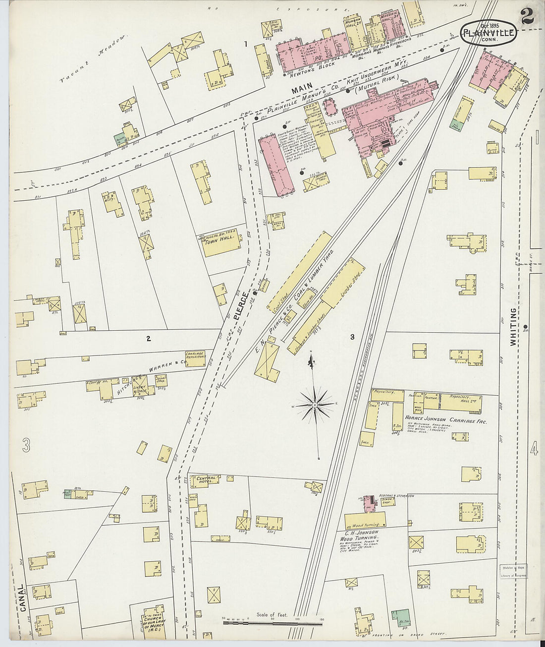 This old map of Plainville, Hartford County, Connecticut was created by Sanborn Map Company in 1895