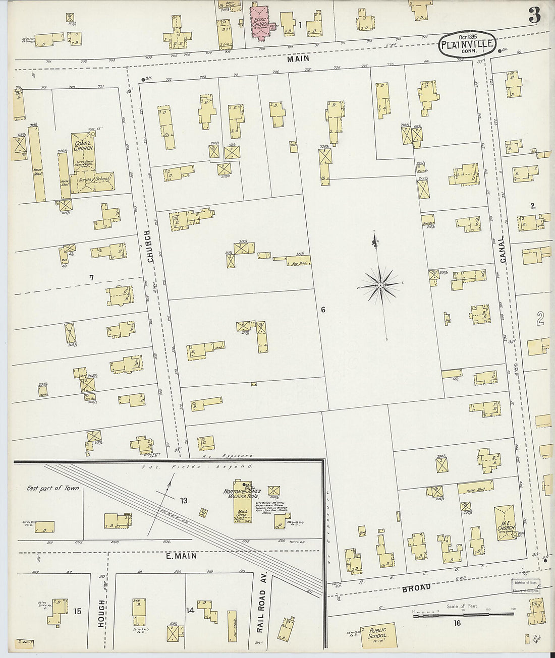 This old map of Plainville, Hartford County, Connecticut was created by Sanborn Map Company in 1895