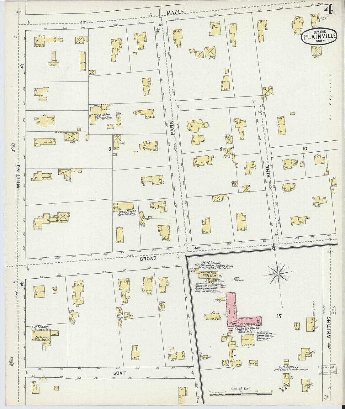 This old map of Plainville, Hartford County, Connecticut was created by Sanborn Map Company in 1895