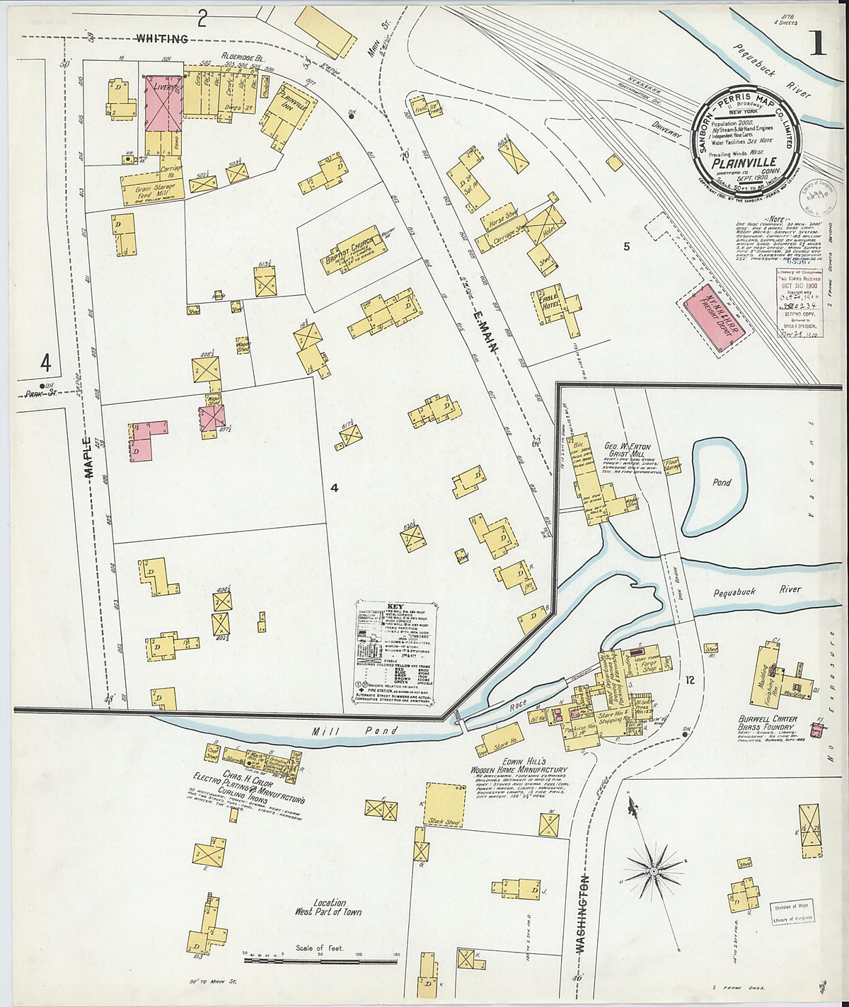 Plainville, Hartford County, Connecticut 1900 (Sheet 1 of 4) by Relic Map Company