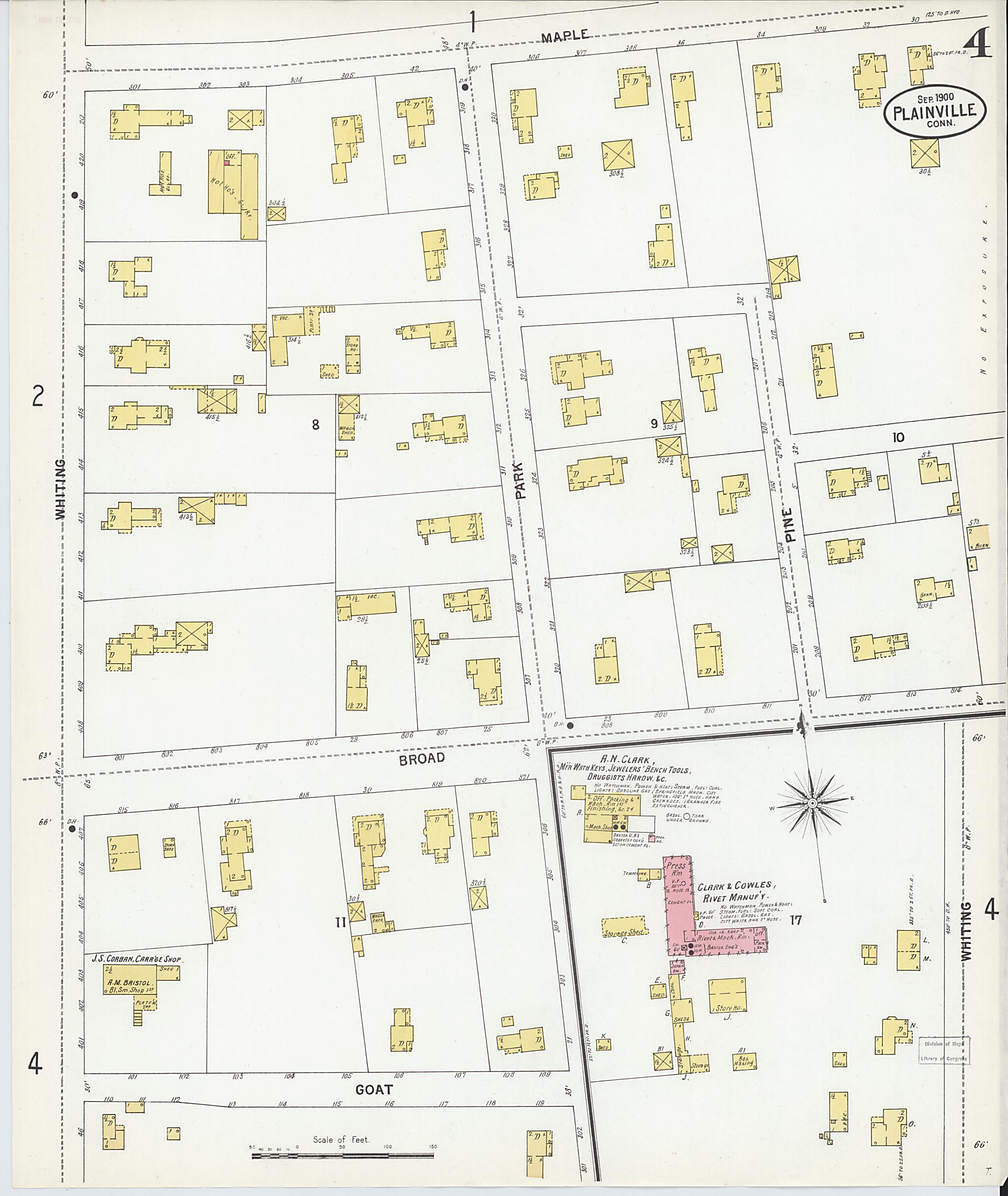 This old map of Plainville, Hartford County, Connecticut was created by Sanborn Map Company in 1900