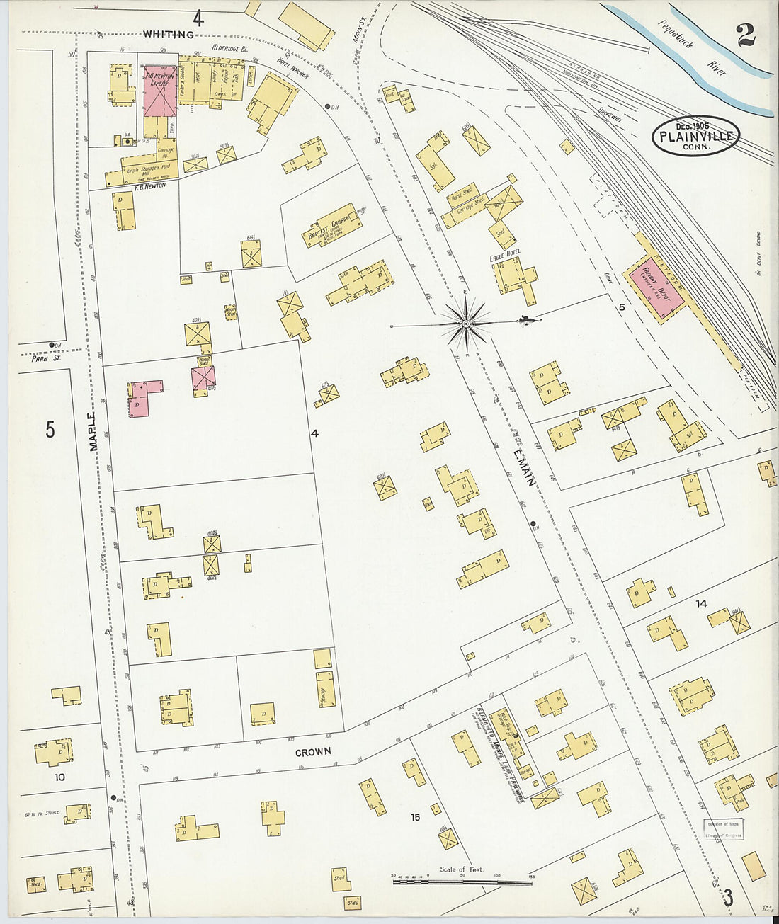 This old map of Plainville, Hartford County, Connecticut was created by Sanborn Map Company in 1905