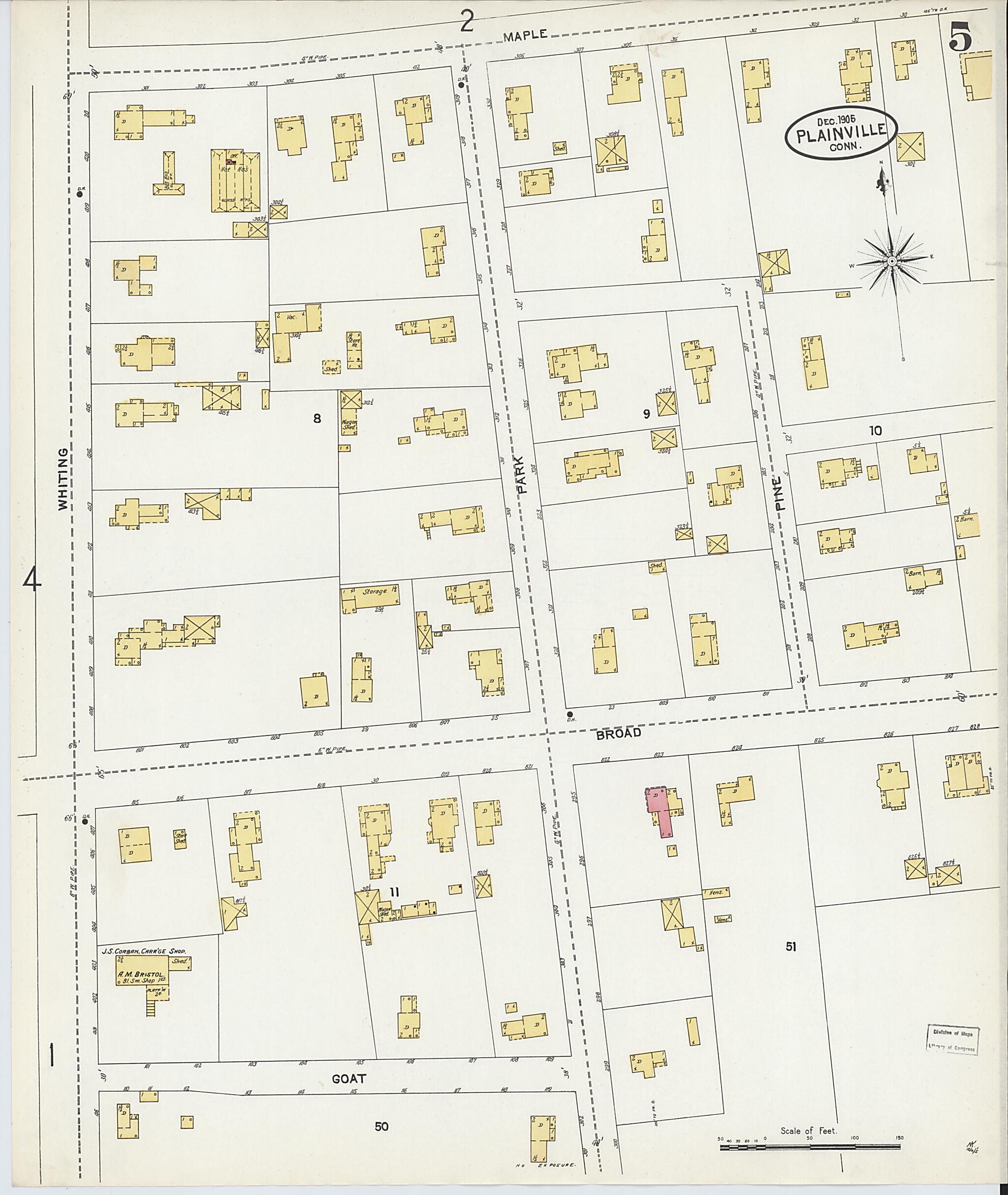 This old map of Plainville, Hartford County, Connecticut was created by Sanborn Map Company in 1905