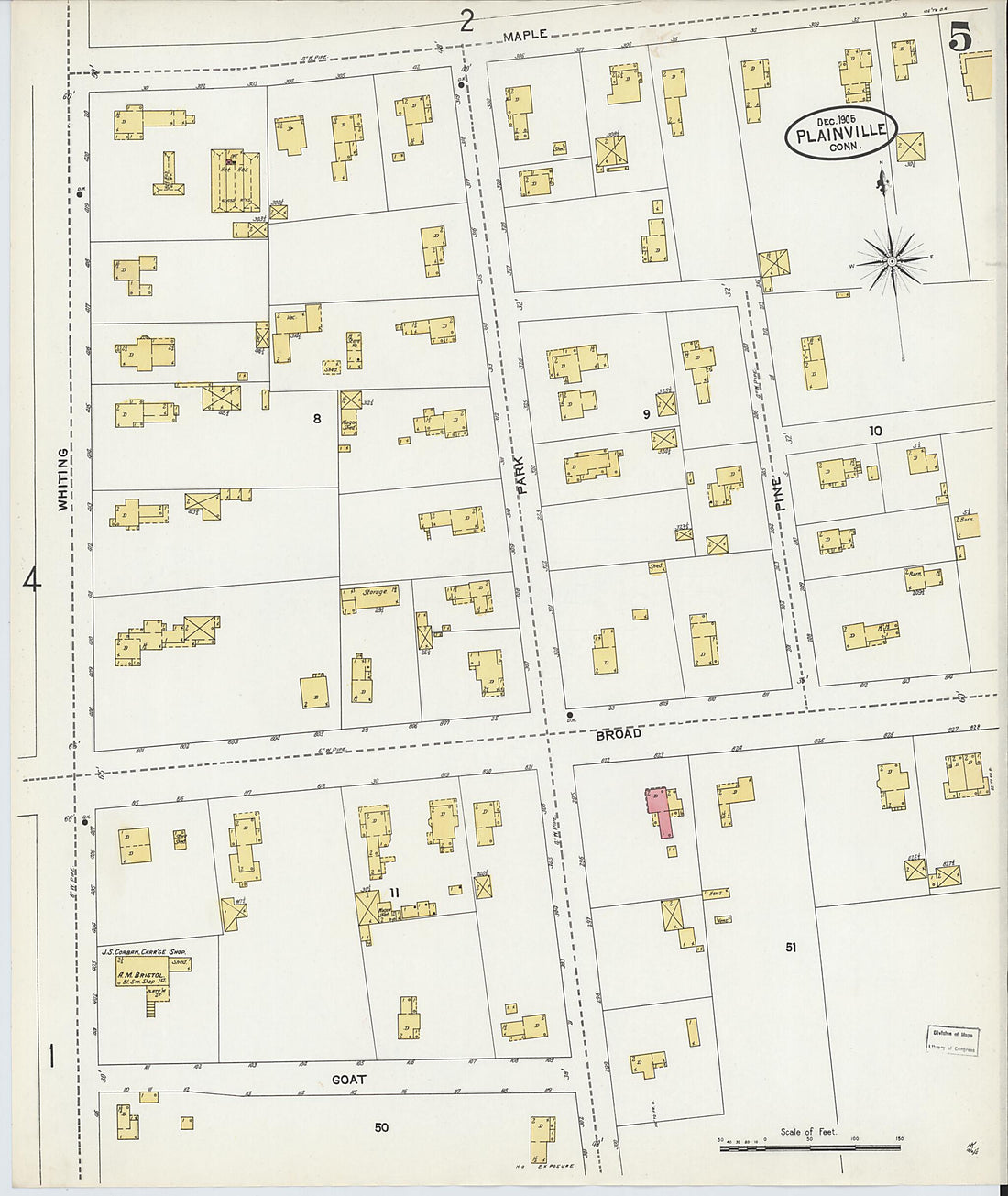 This old map of Plainville, Hartford County, Connecticut was created by Sanborn Map Company in 1905