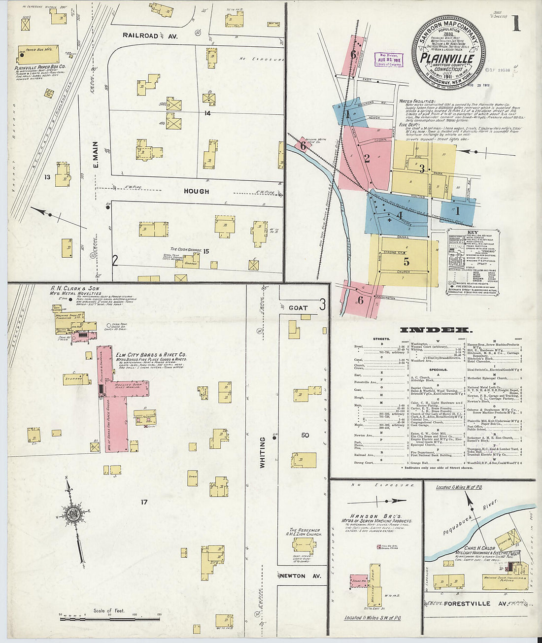 This old map of Plainville, Hartford County, Connecticut was created by Sanborn Map Company in 1911