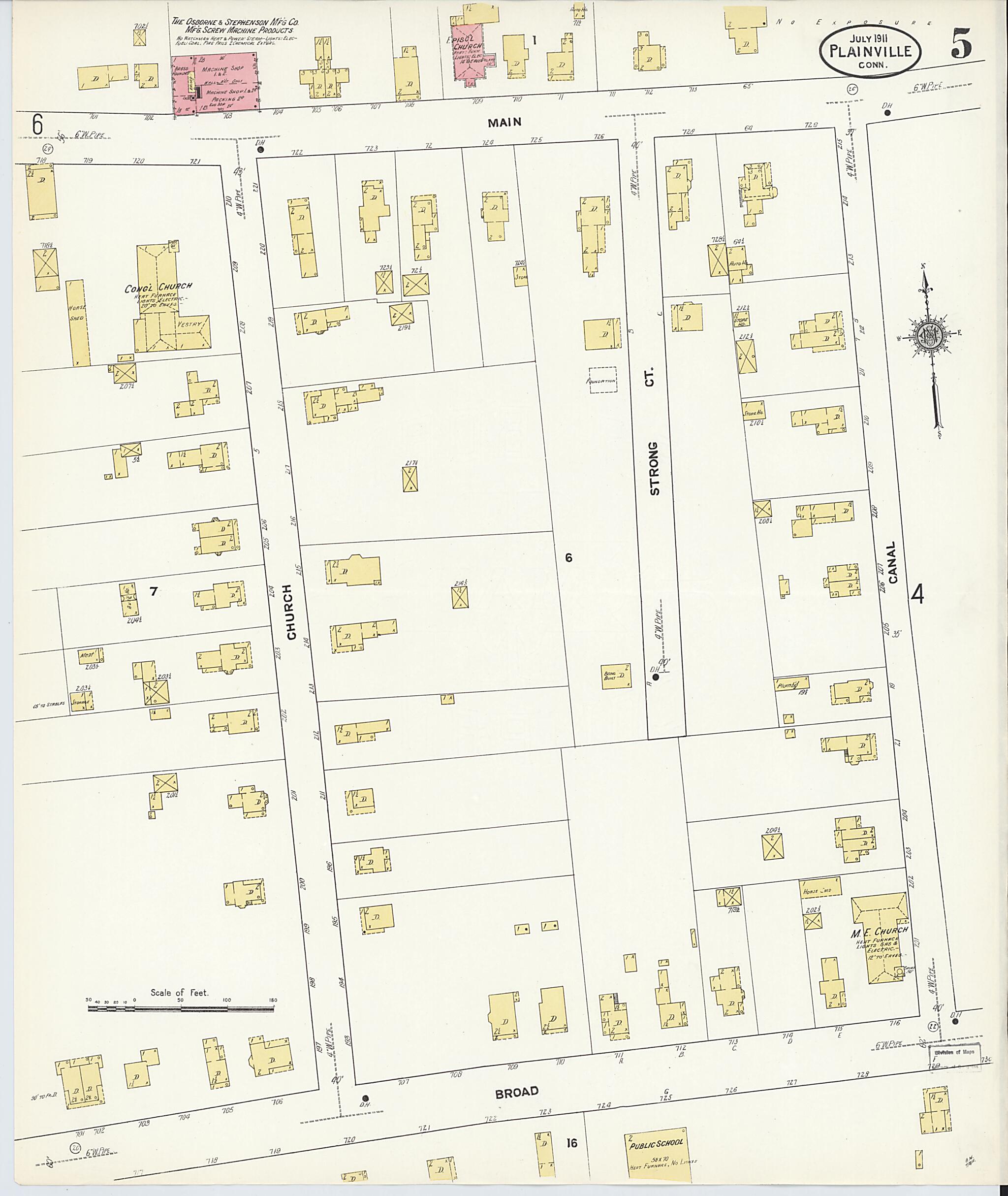 This old map of Plainville, Hartford County, Connecticut was created by Sanborn Map Company in 1911