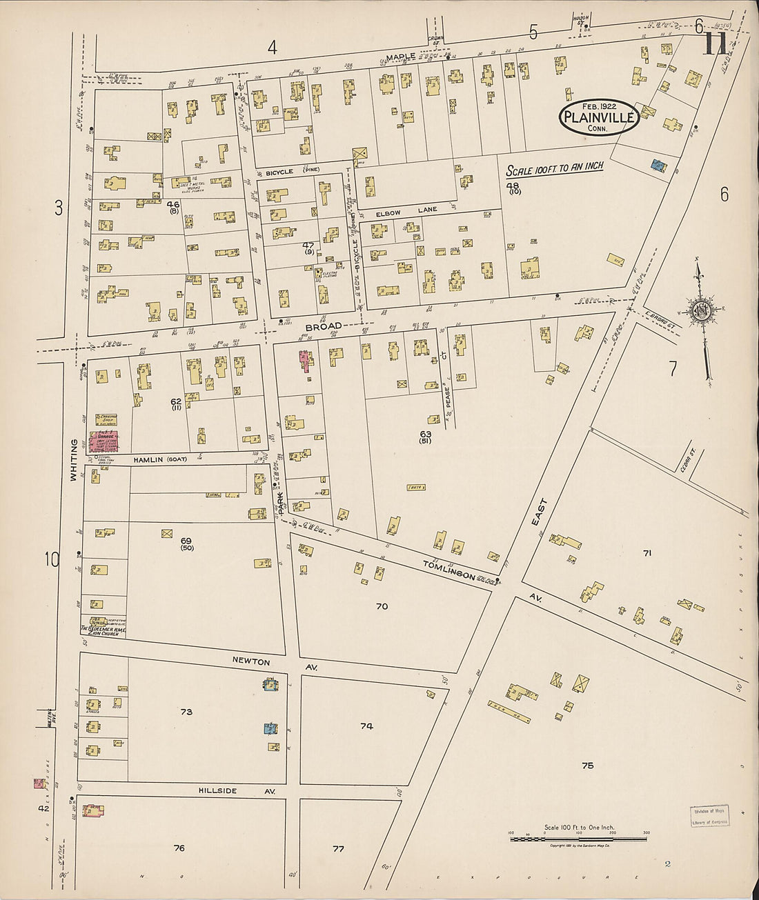 This old map of Plainville, Hartford County, Connecticut was created by Sanborn Map Company in 1922