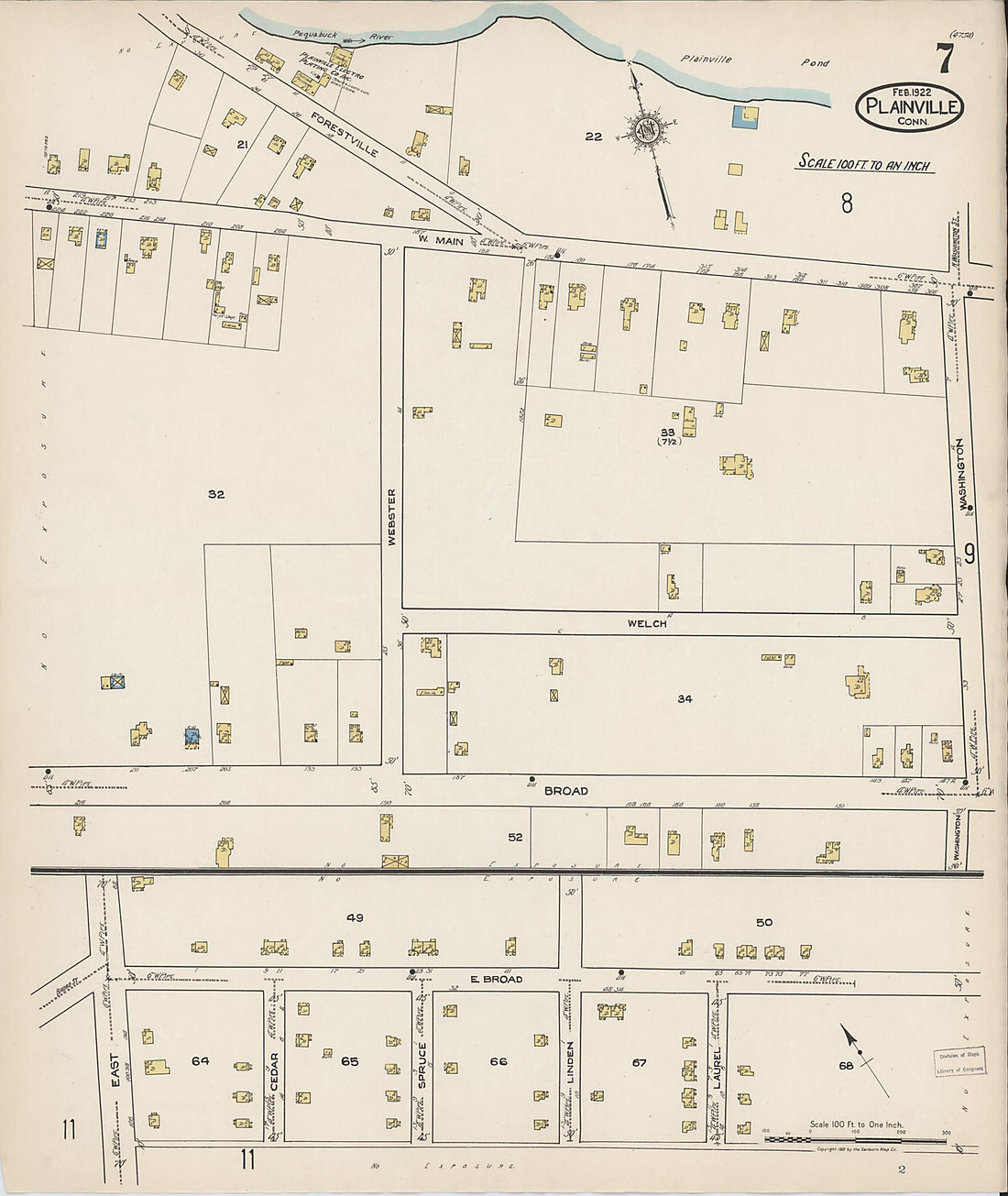 This old map of Plainville, Hartford County, Connecticut was created by Sanborn Map Company in 1922