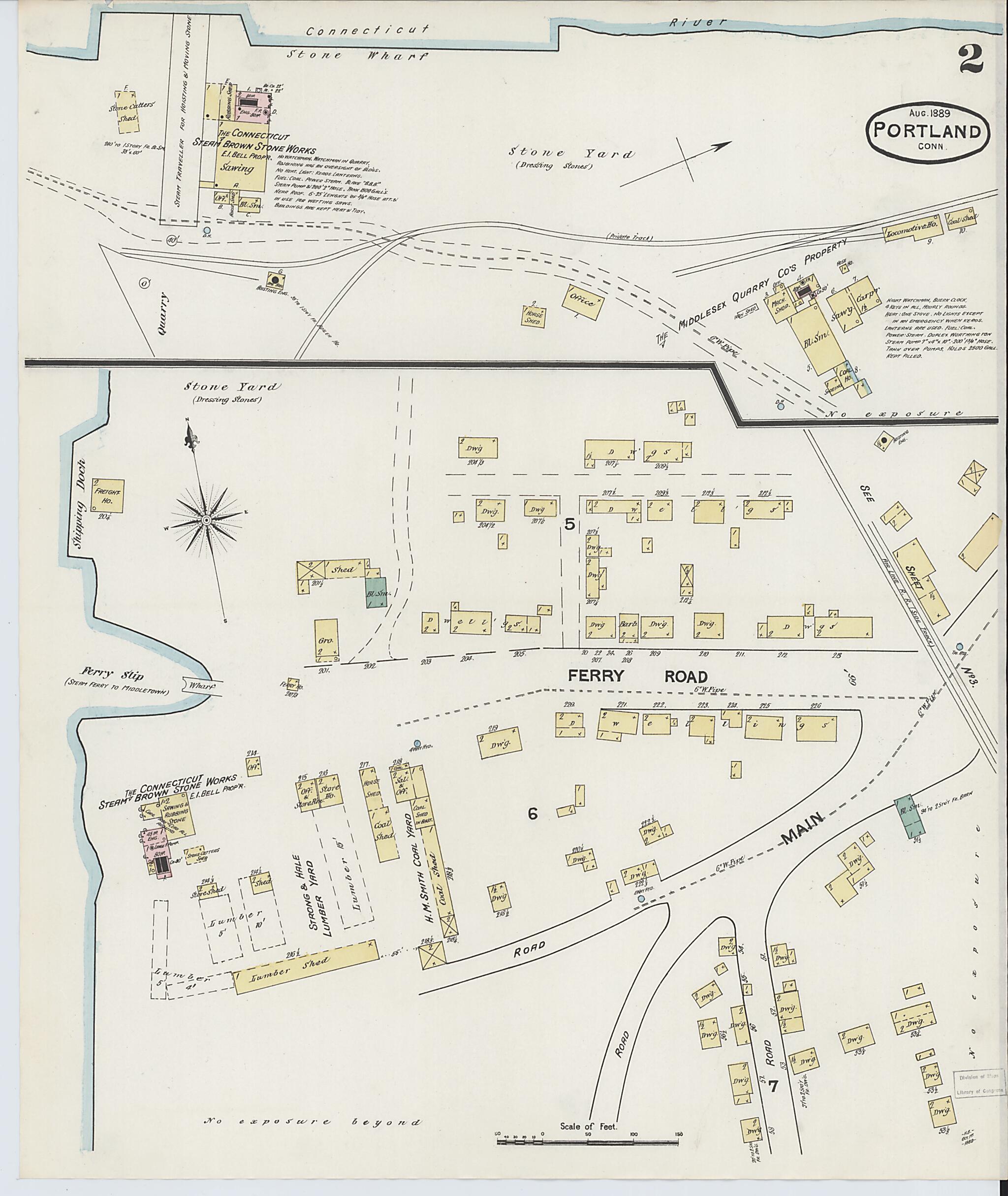 This old map of Portland, Middlesex County, Connecticut was created by Sanborn Map Company in 1889