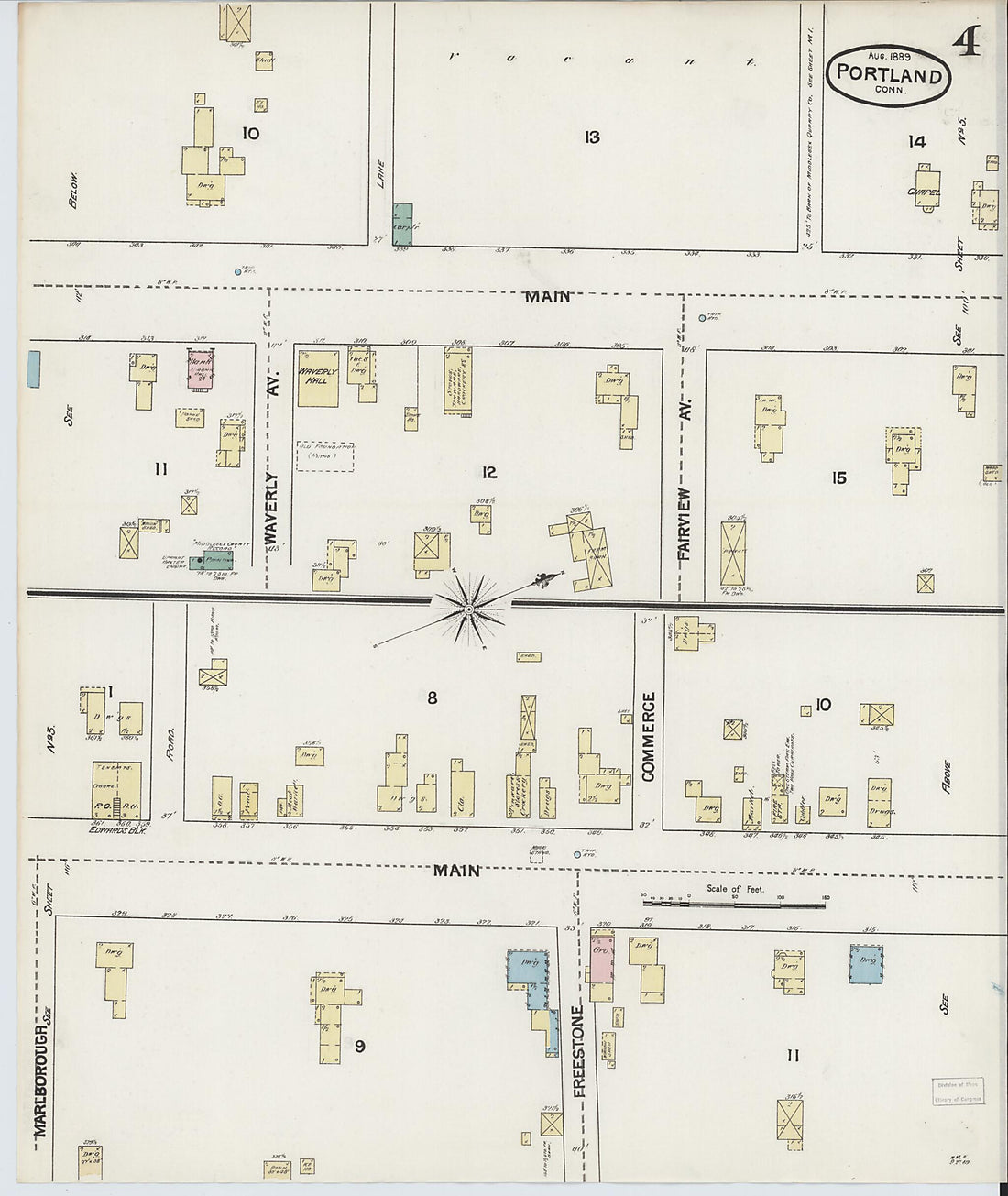 This old map of Portland, Middlesex County, Connecticut was created by Sanborn Map Company in 1889