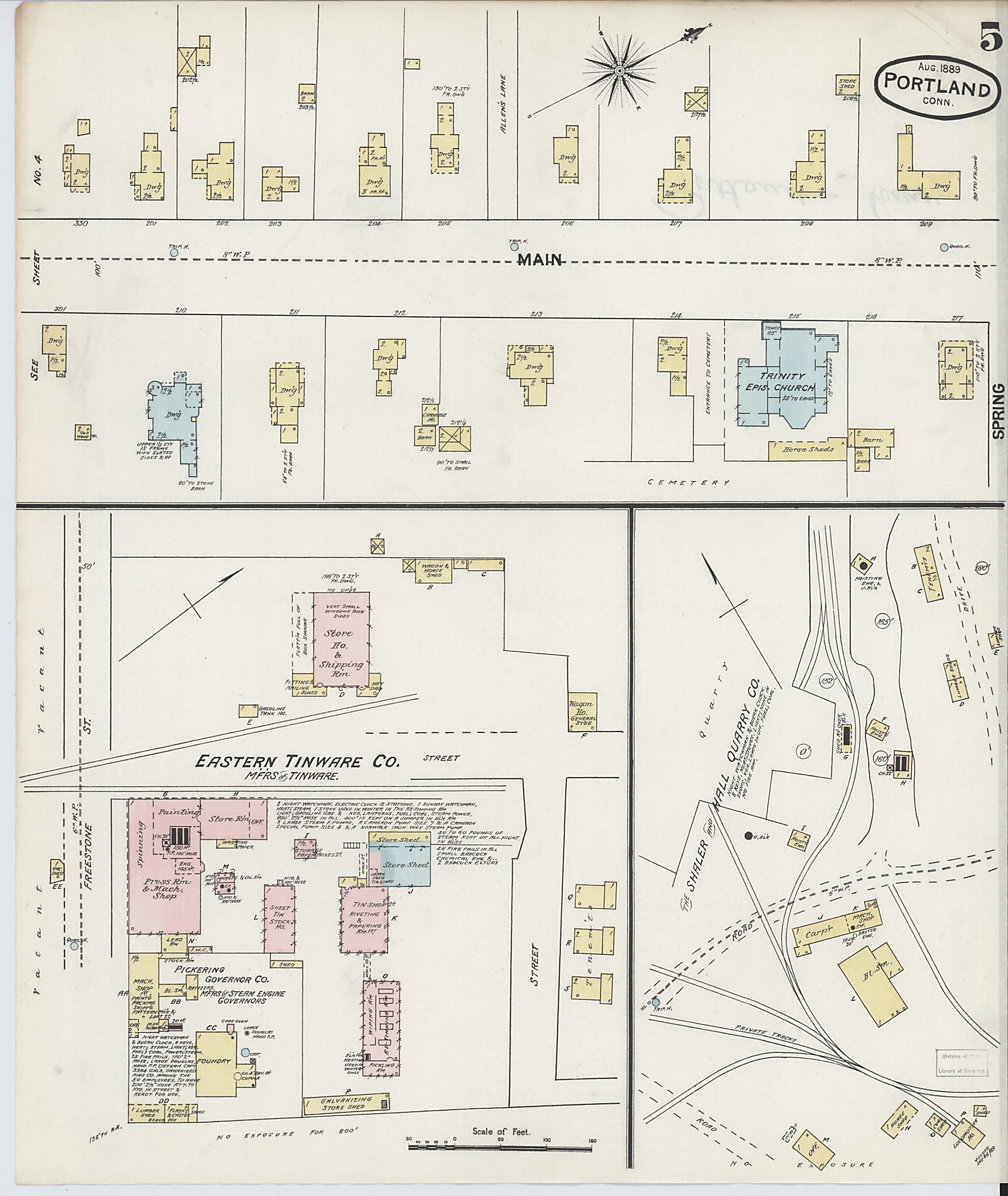 This old map of Portland, Middlesex County, Connecticut was created by Sanborn Map Company in 1889