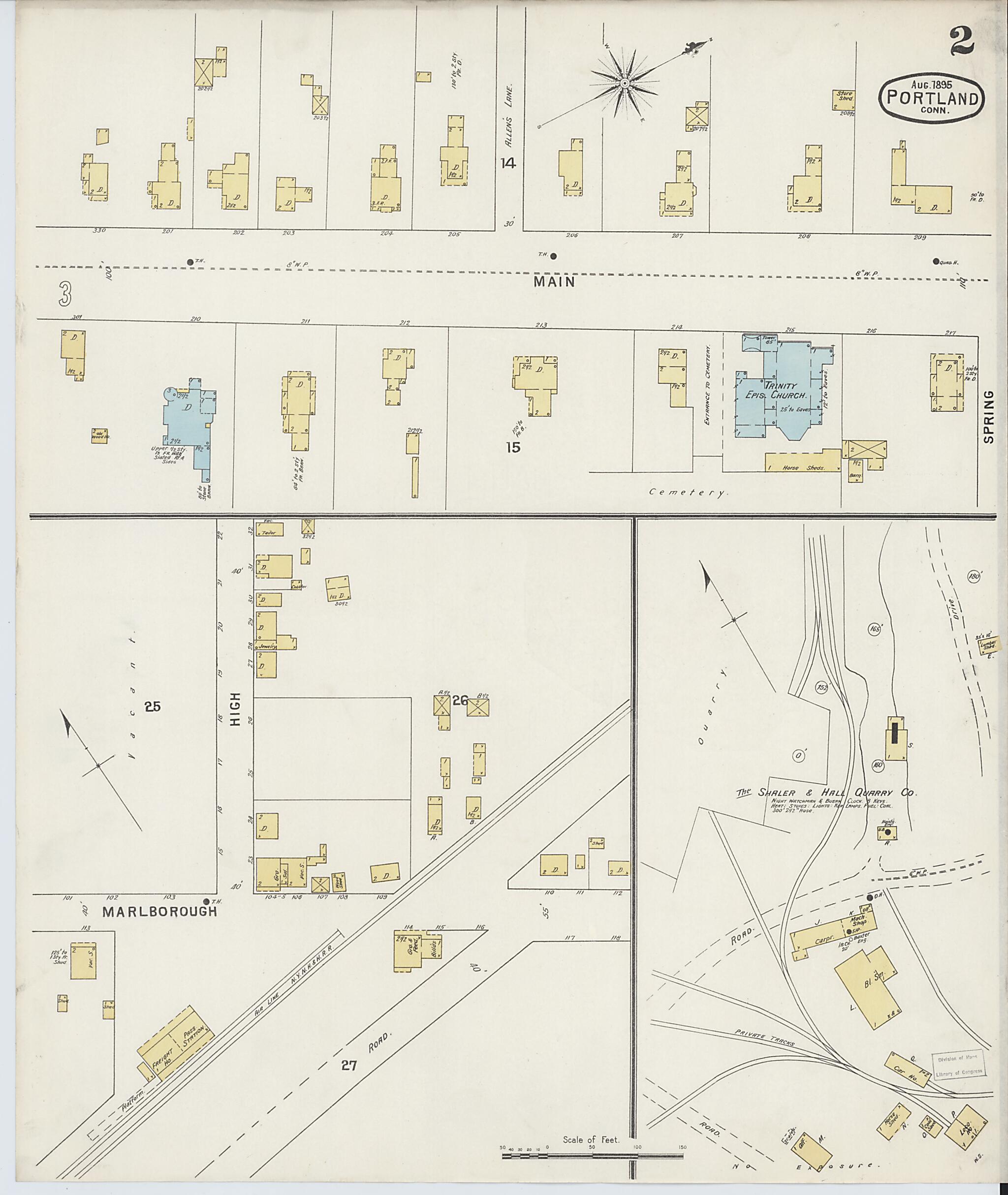 This old map of Portland, Middlesex County, Connecticut was created by Sanborn Map Company in 1895