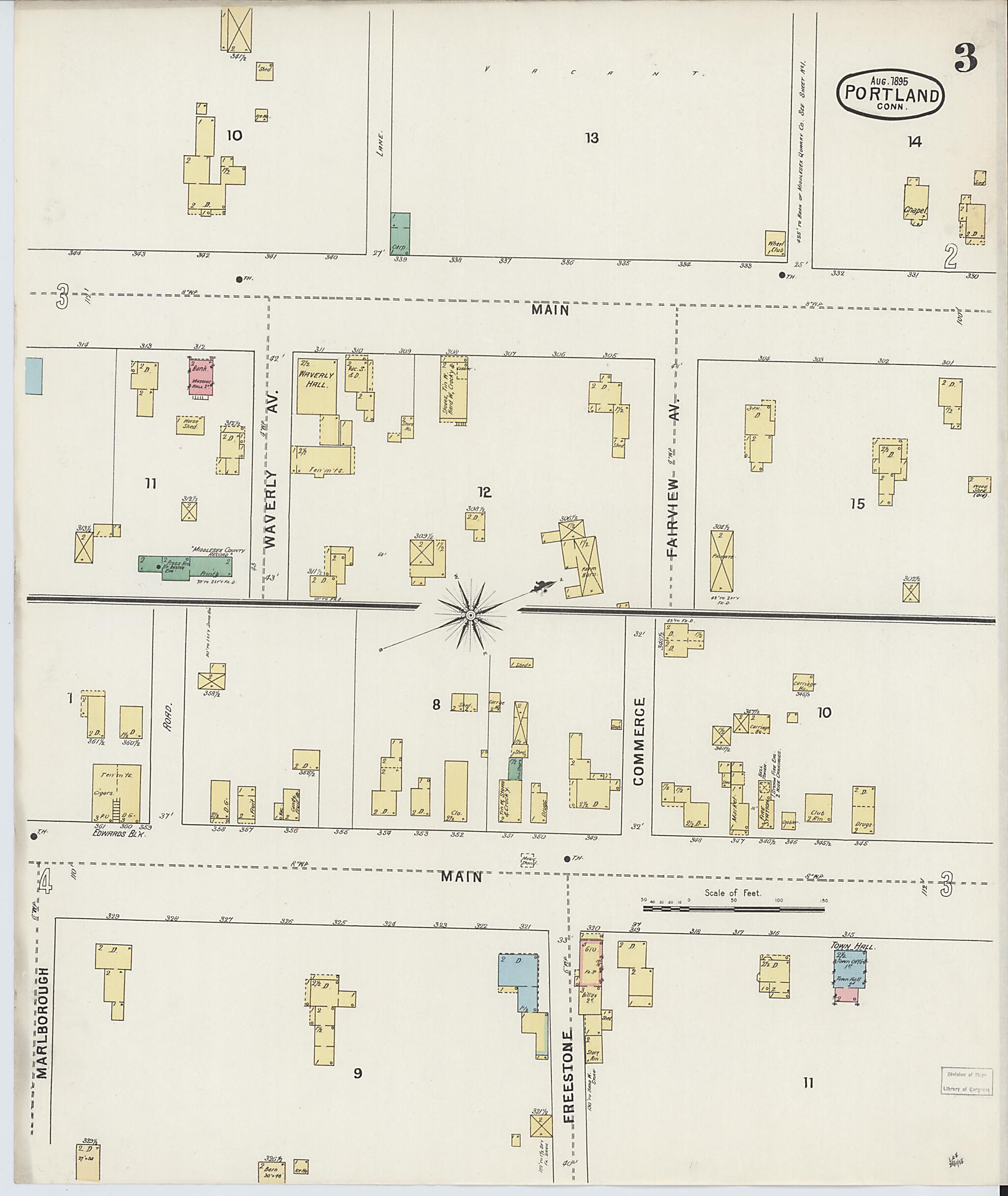This old map of Portland, Middlesex County, Connecticut was created by Sanborn Map Company in 1895