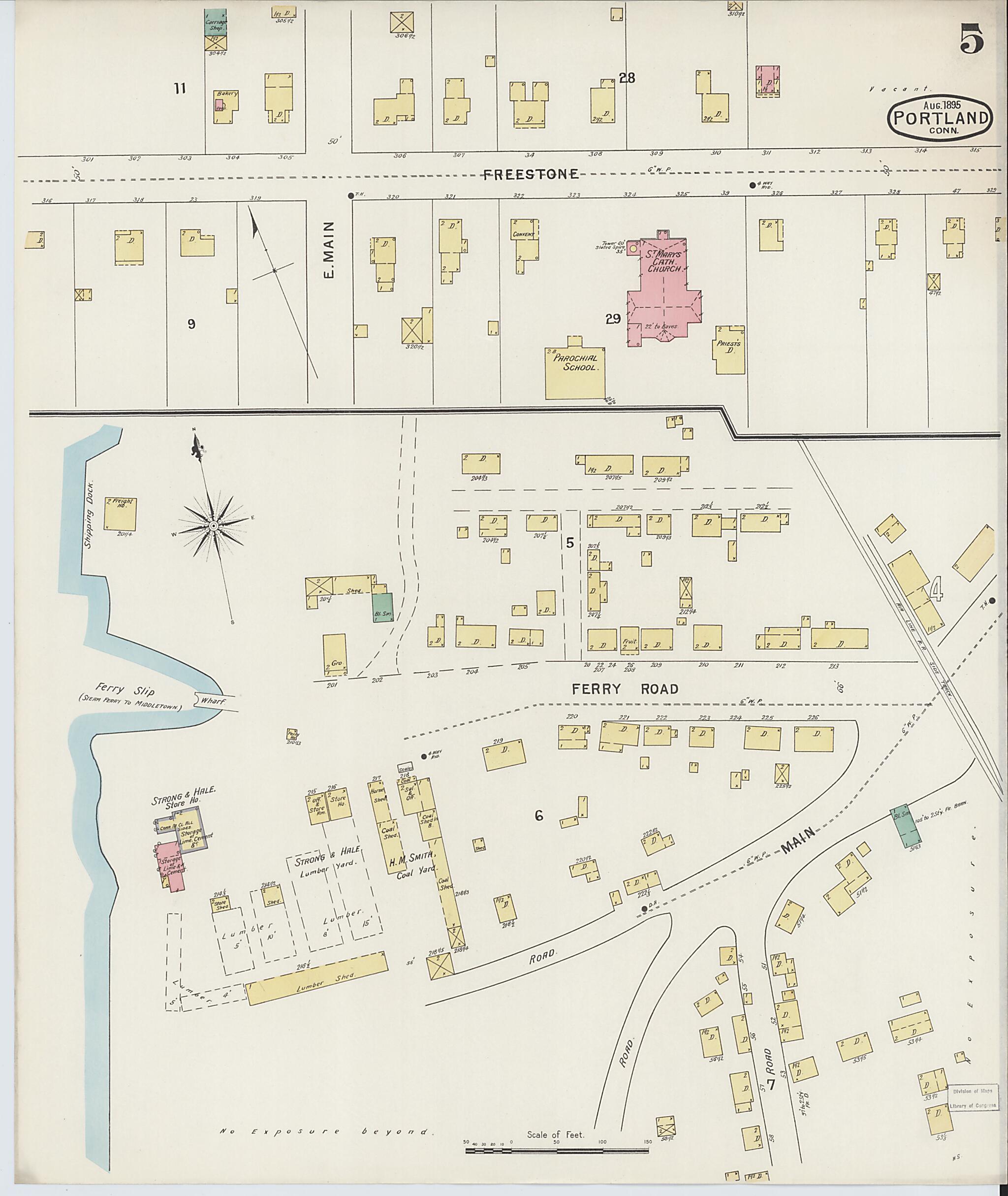 This old map of Portland, Middlesex County, Connecticut was created by Sanborn Map Company in 1895