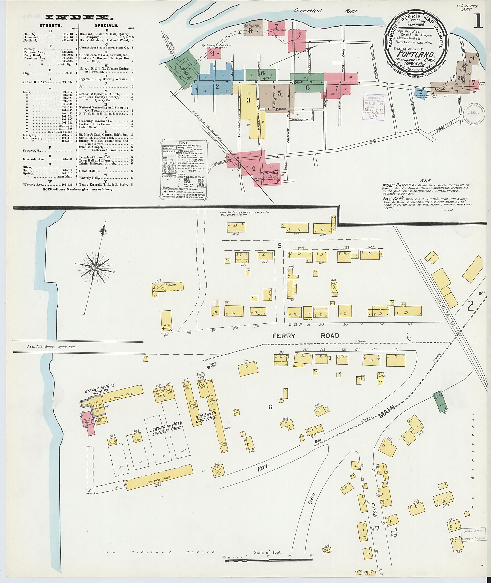This old map of Portland, Middlesex County, Connecticut was created by Sanborn Map Company in 1901