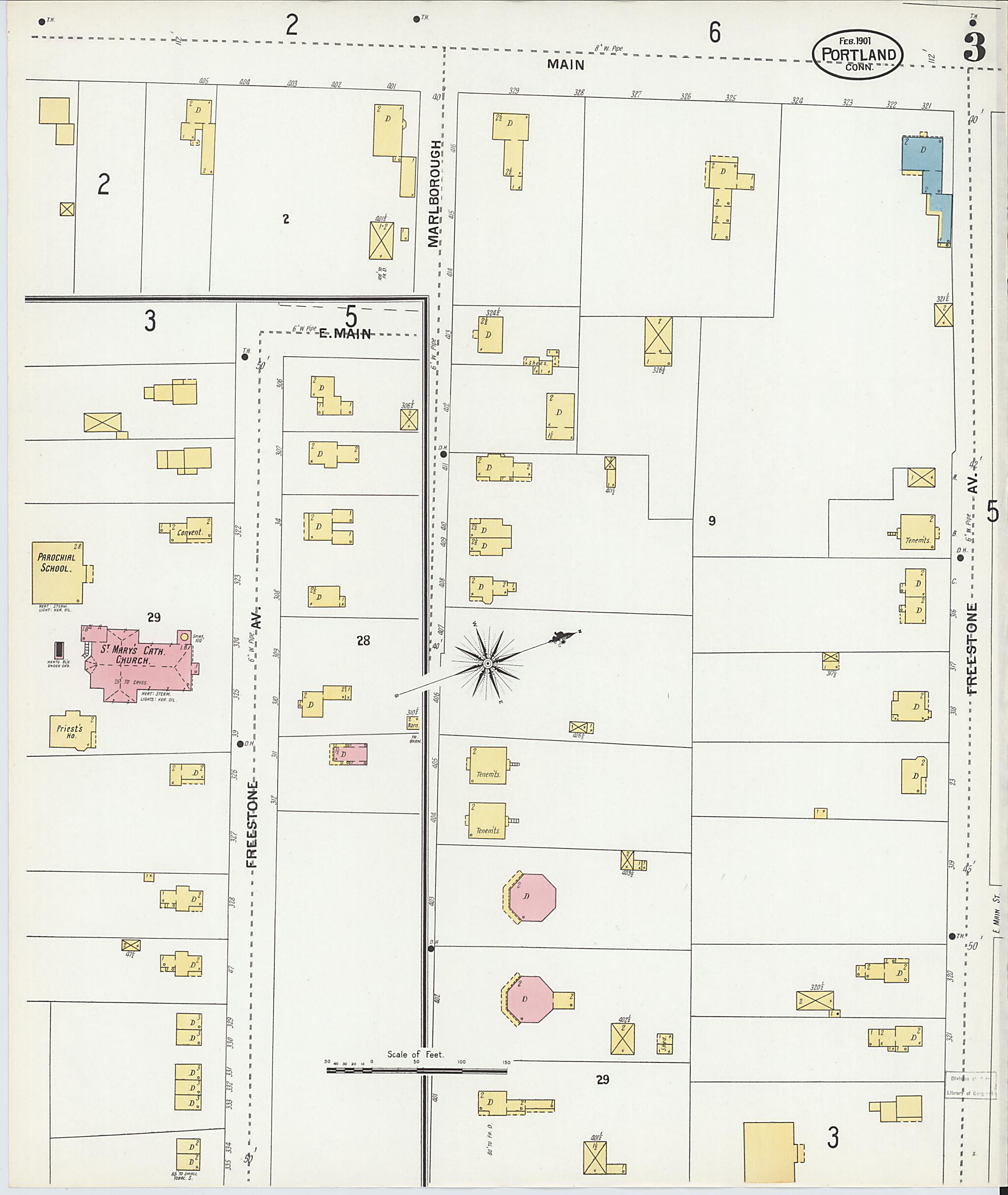 This old map of Portland, Middlesex County, Connecticut was created by Sanborn Map Company in 1901