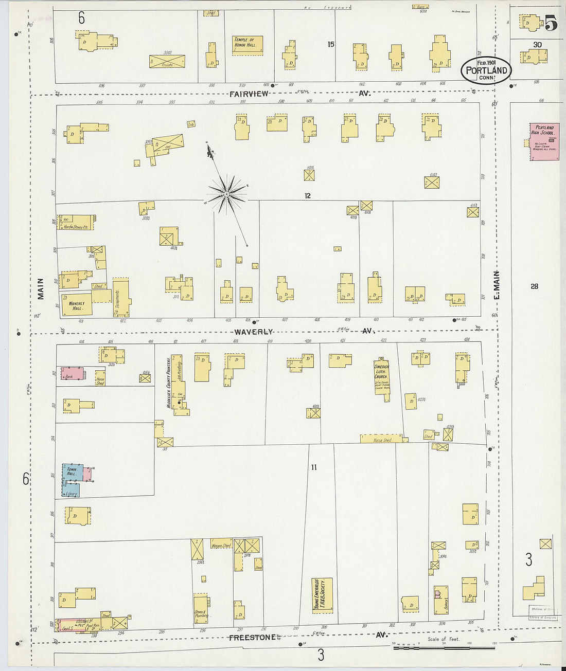 This old map of Portland, Middlesex County, Connecticut was created by Sanborn Map Company in 1901