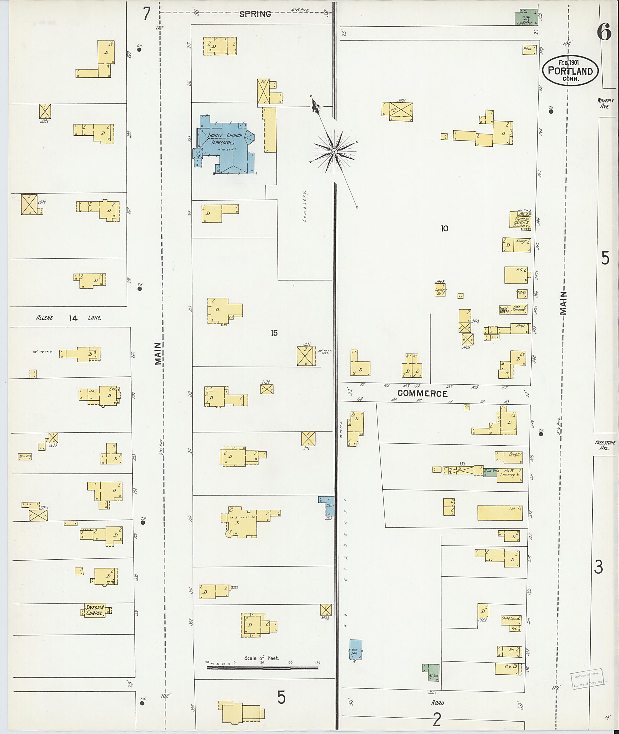 This old map of Portland, Middlesex County, Connecticut was created by Sanborn Map Company in 1901