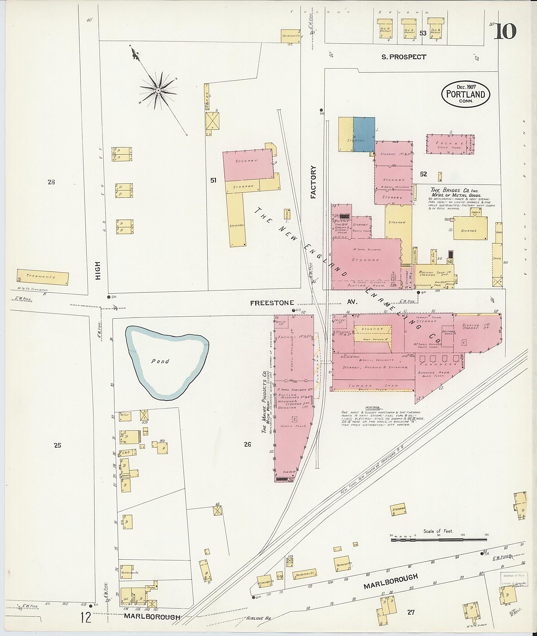 This old map of Portland, Middlesex County, Connecticut was created by Sanborn Map Company in 1907