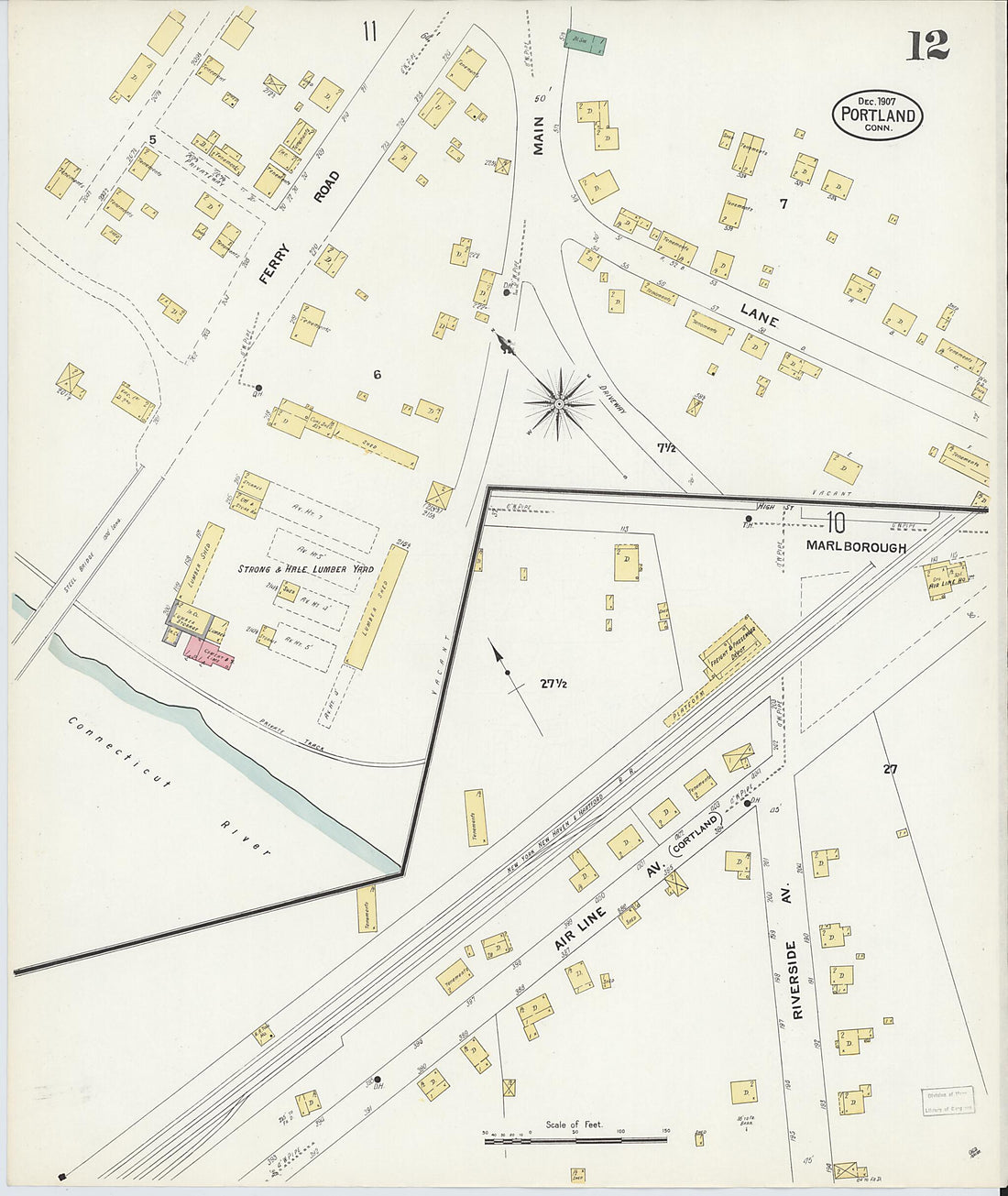 This old map of Portland, Middlesex County, Connecticut was created by Sanborn Map Company in 1907