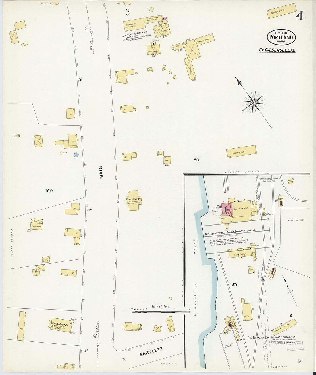 This old map of Portland, Middlesex County, Connecticut was created by Sanborn Map Company in 1907