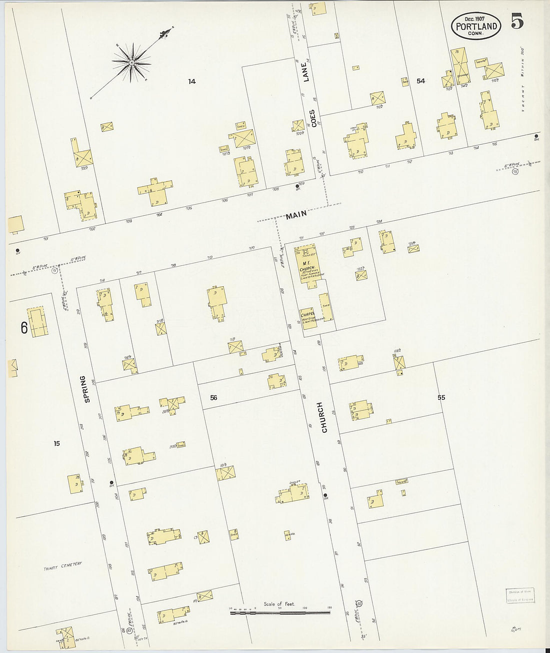This old map of Portland, Middlesex County, Connecticut was created by Sanborn Map Company in 1907