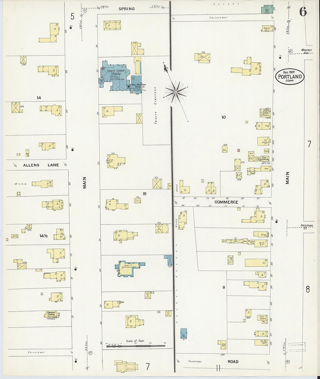 This old map of Portland, Middlesex County, Connecticut was created by Sanborn Map Company in 1907