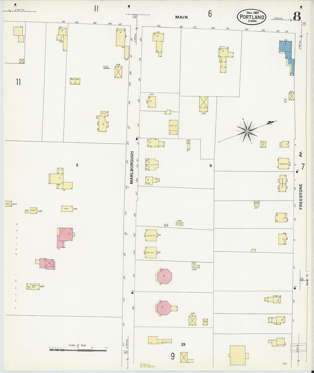 This old map of Portland, Middlesex County, Connecticut was created by Sanborn Map Company in 1907