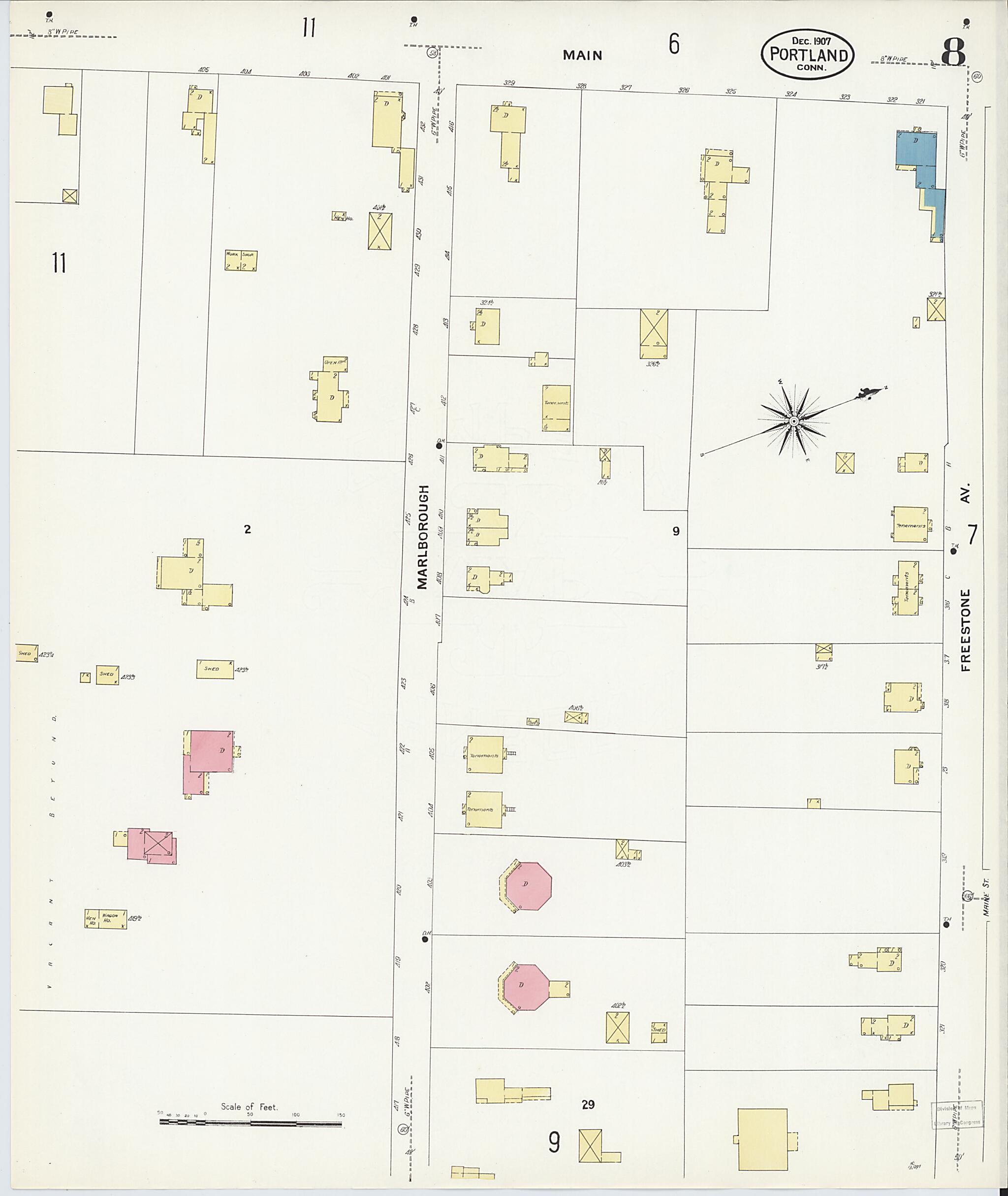 This old map of Portland, Middlesex County, Connecticut was created by Sanborn Map Company in 1907