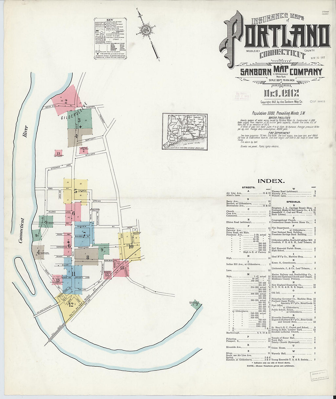 This old map of Portland, Middlesex County, Connecticut was created by Sanborn Map Company in 1912