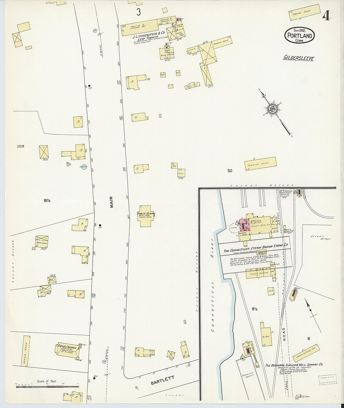 This old map of Portland, Middlesex County, Connecticut was created by Sanborn Map Company in 1912