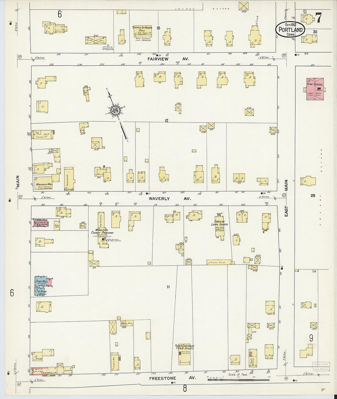 This old map of Portland, Middlesex County, Connecticut was created by Sanborn Map Company in 1912