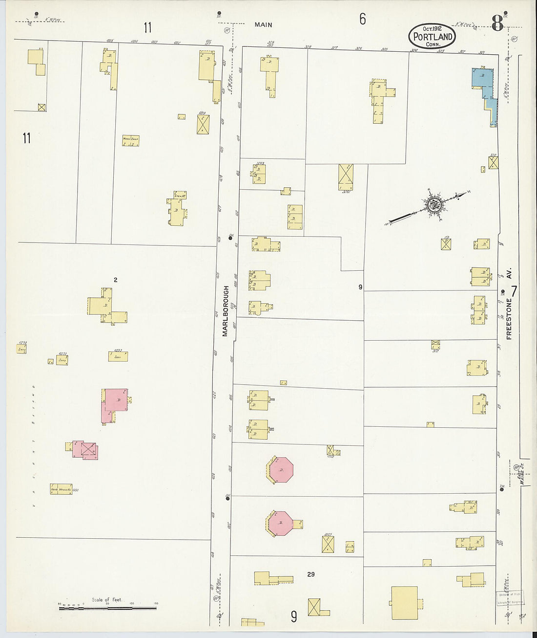 This old map of Portland, Middlesex County, Connecticut was created by Sanborn Map Company in 1912