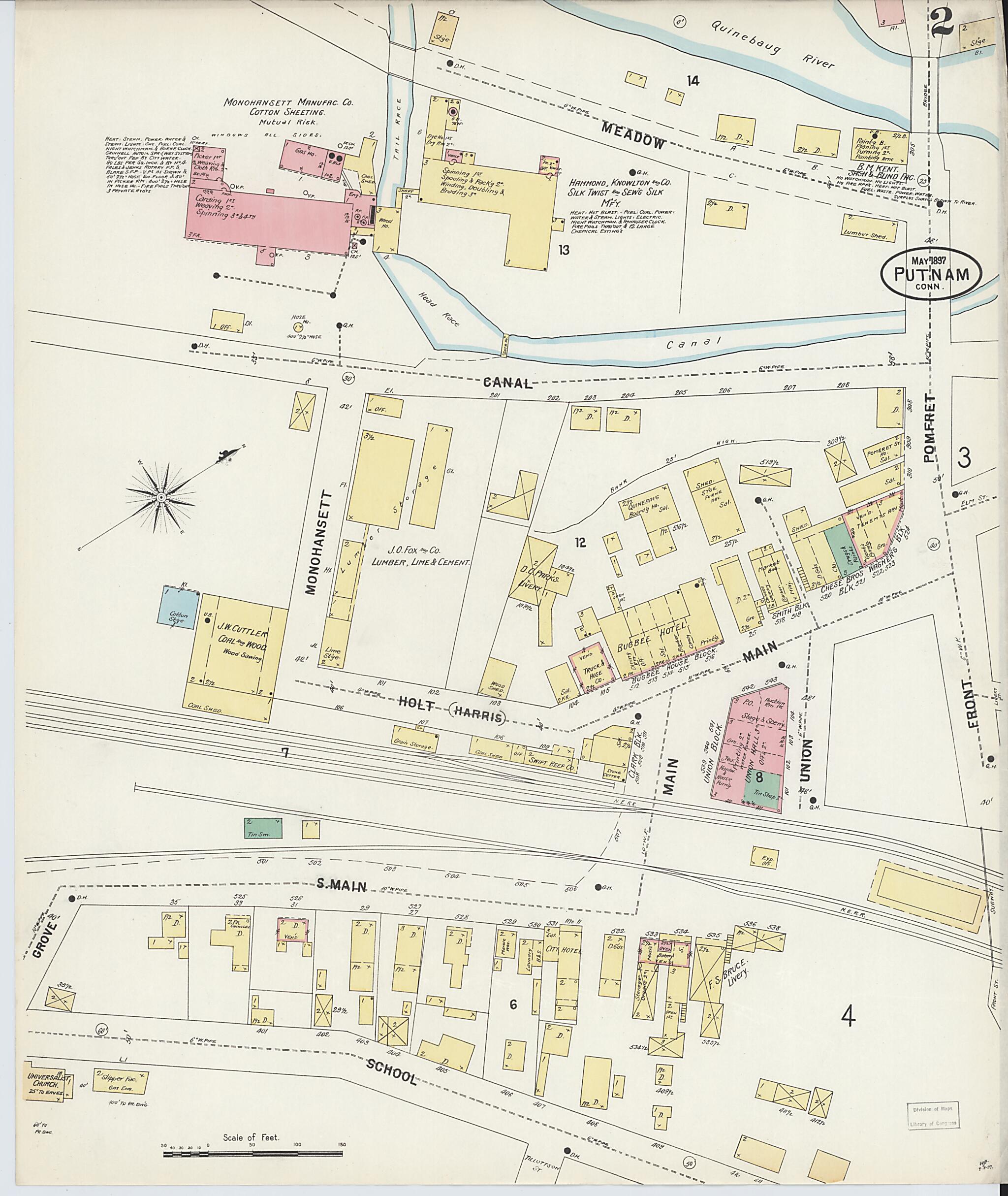This old map of Putnam, Windham County, Connecticut was created by Sanborn Map Company in 1897