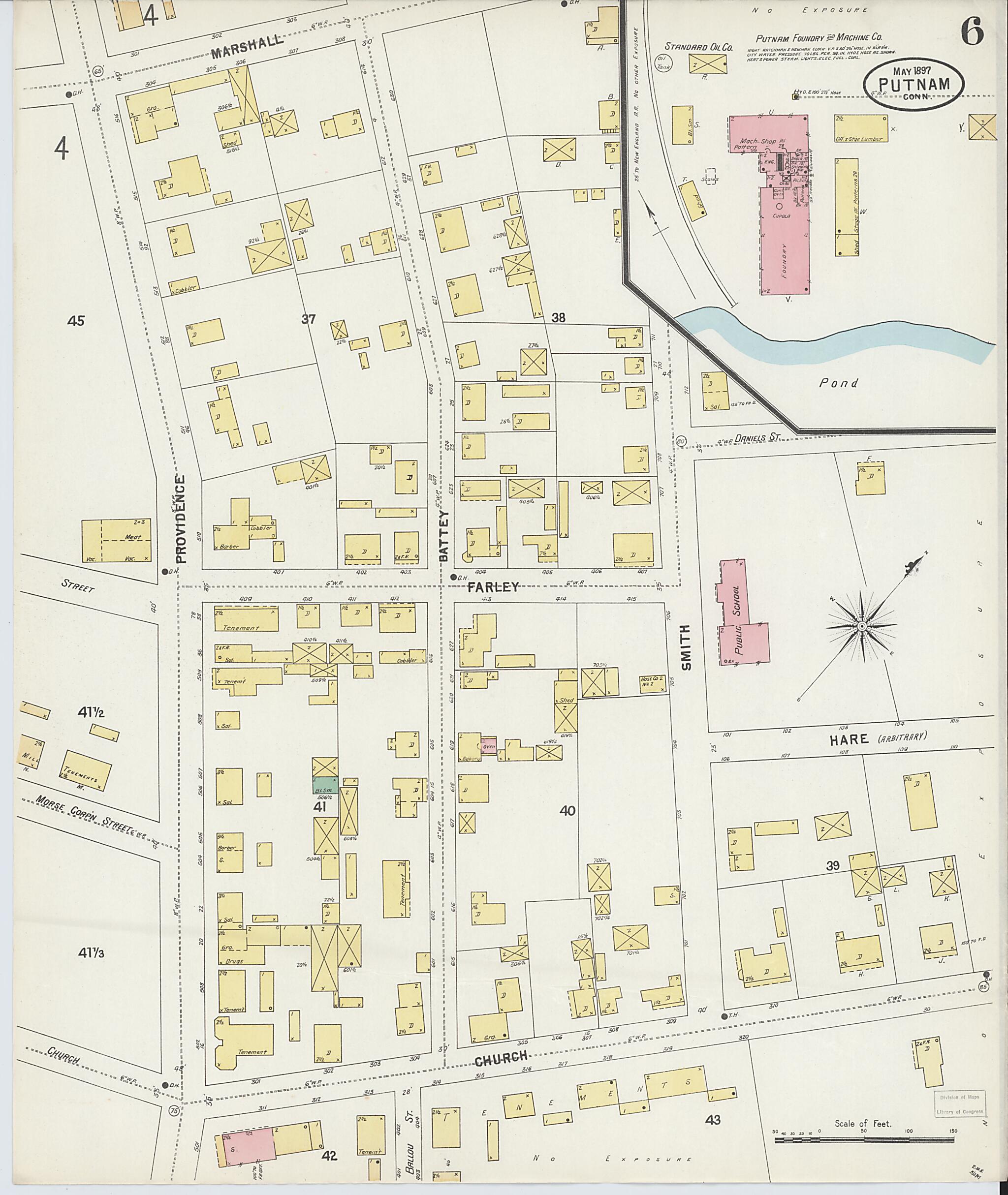 This old map of Putnam, Windham County, Connecticut was created by Sanborn Map Company in 1897