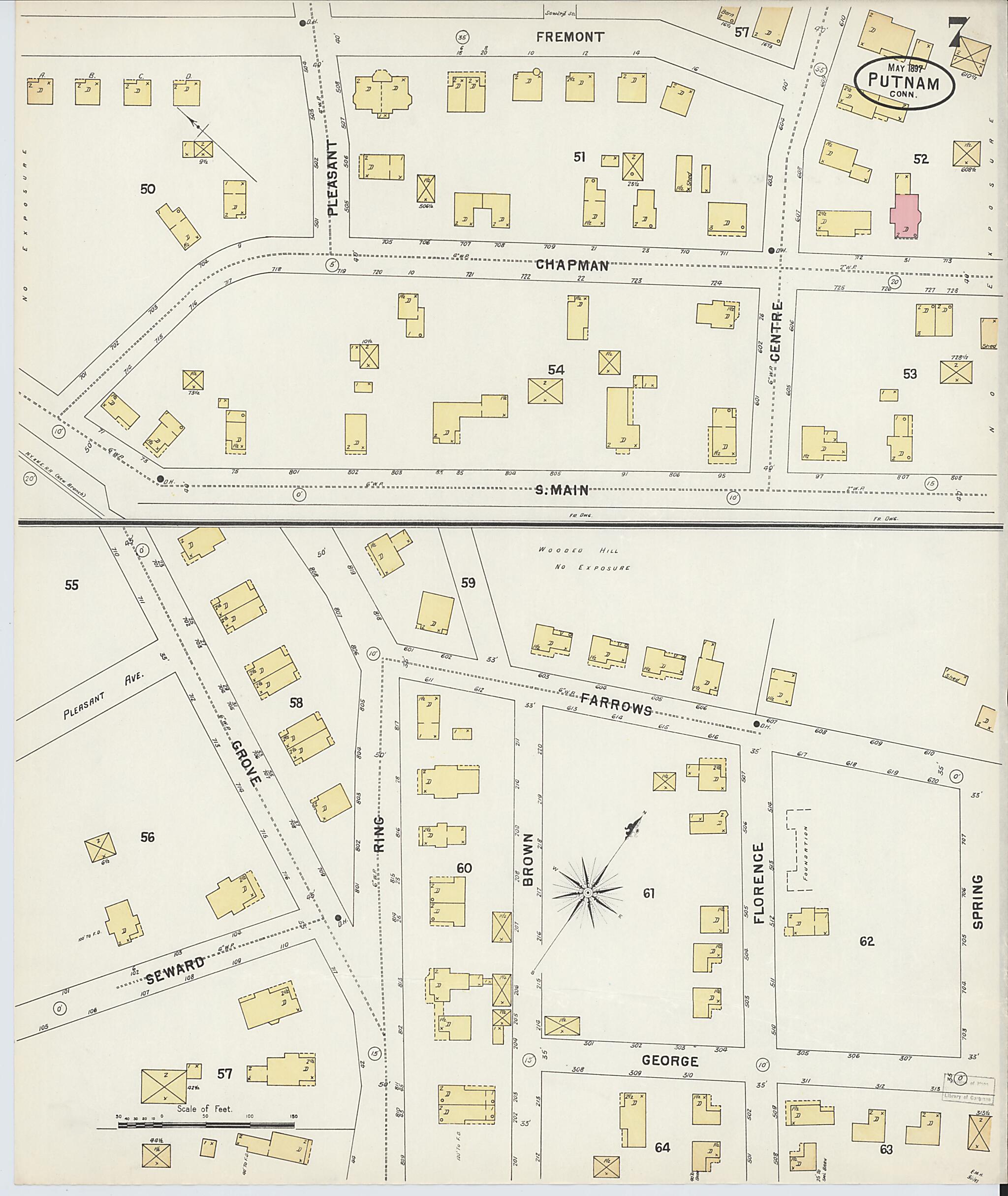 This old map of Putnam, Windham County, Connecticut was created by Sanborn Map Company in 1897