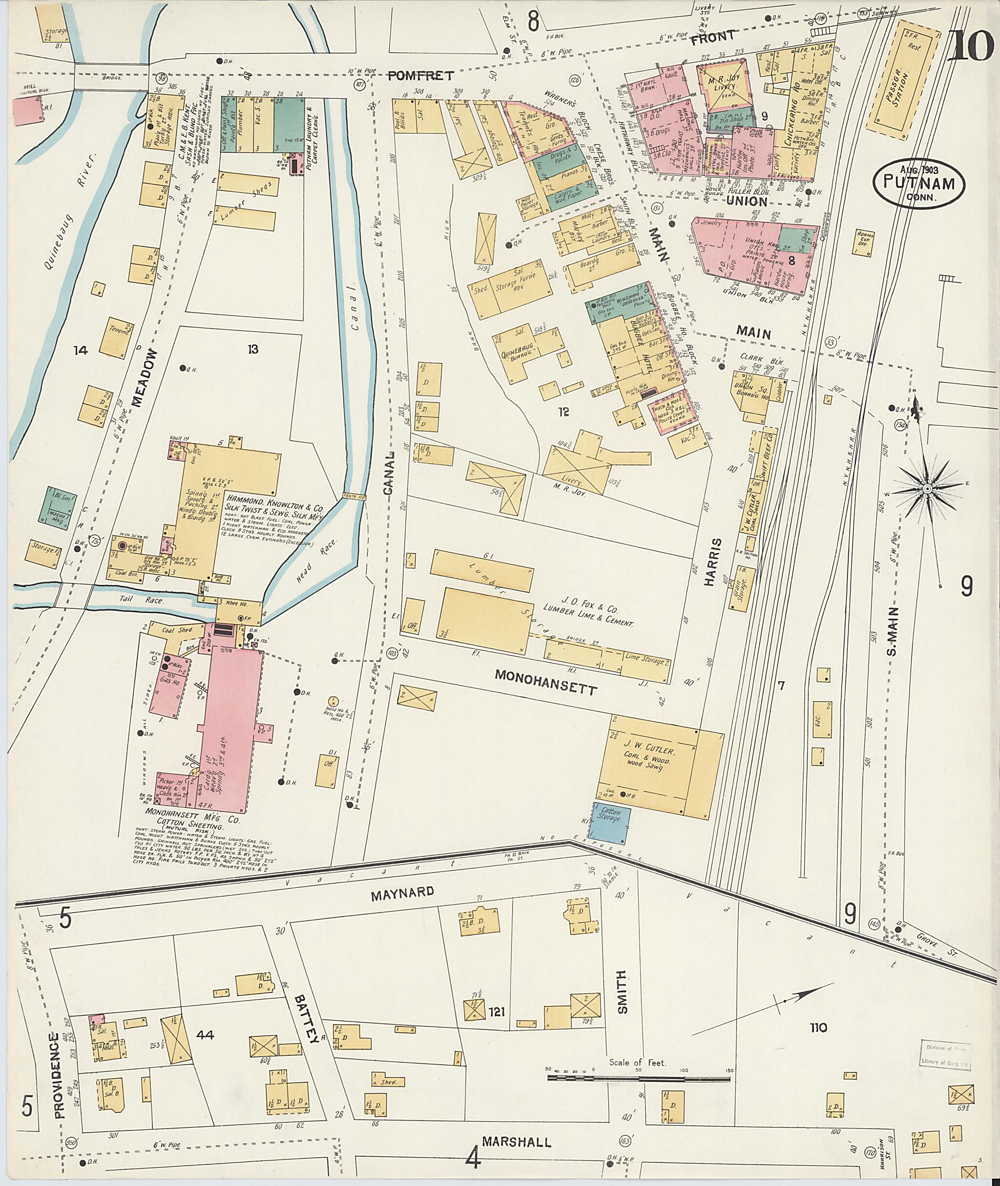 This old map of Putnam, Windham County, Connecticut was created by Sanborn Map Company in 1903