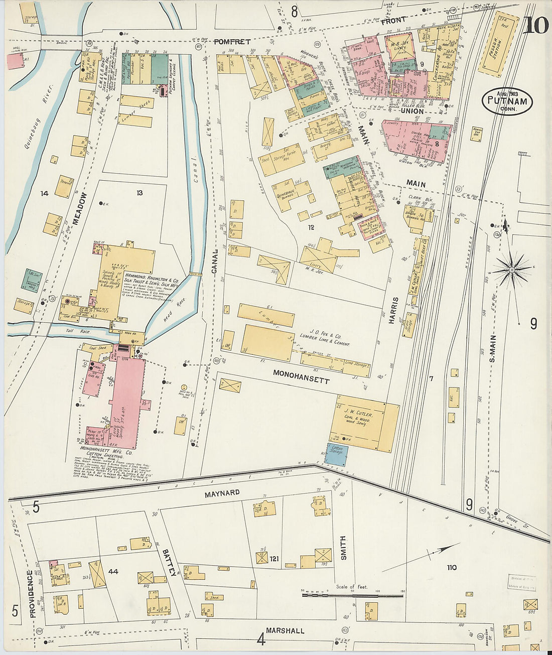 This old map of Putnam, Windham County, Connecticut was created by Sanborn Map Company in 1903
