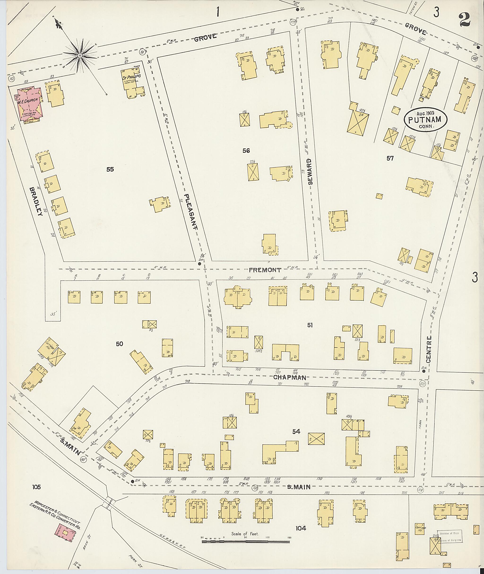 This old map of Putnam, Windham County, Connecticut was created by Sanborn Map Company in 1903