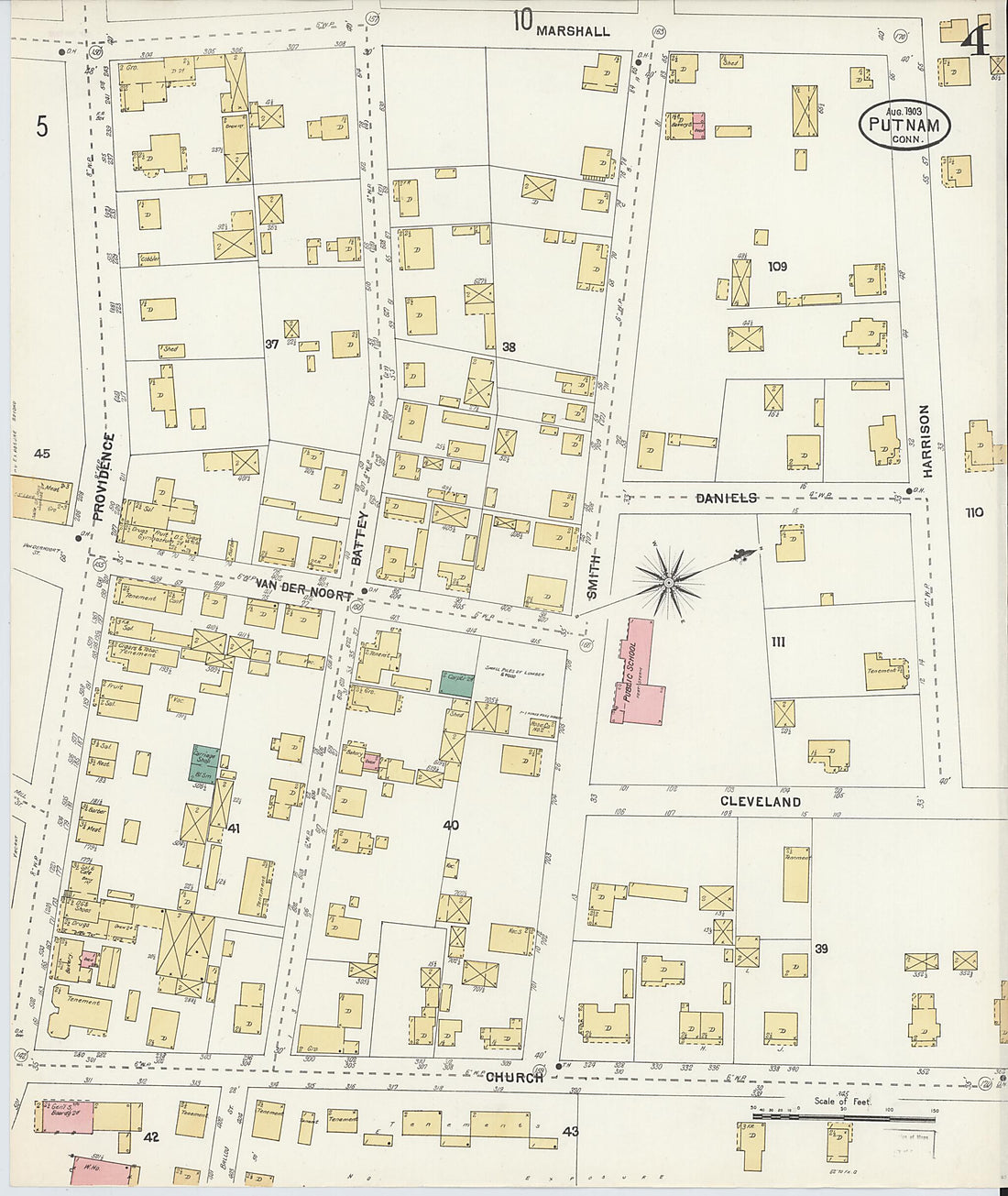 This old map of Putnam, Windham County, Connecticut was created by Sanborn Map Company in 1903